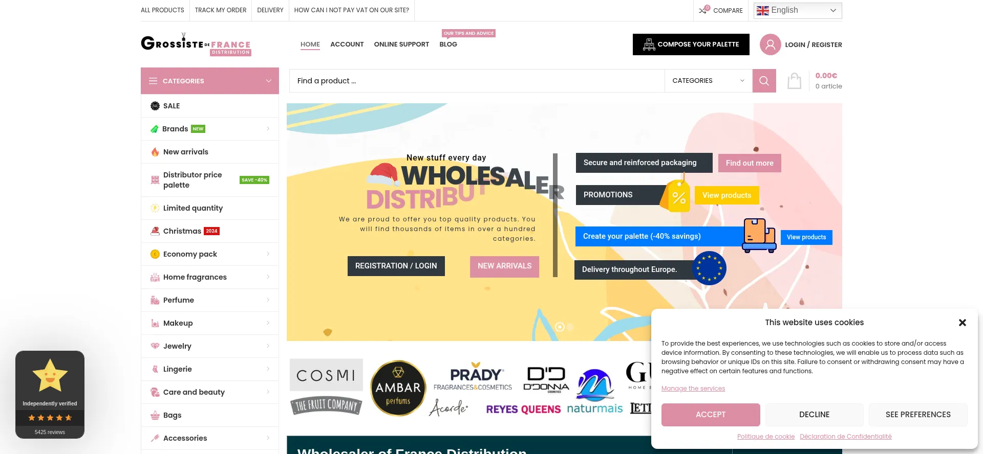 Website screenshot of Grossiste-de-france-distribution.com