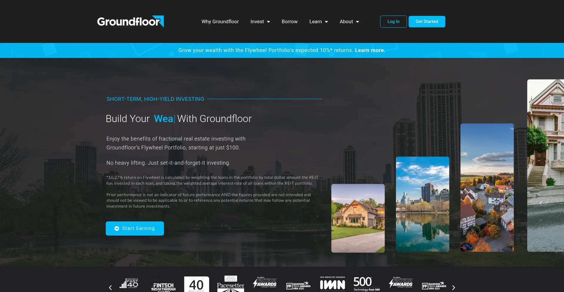 Website screenshot of Groundfloor.us