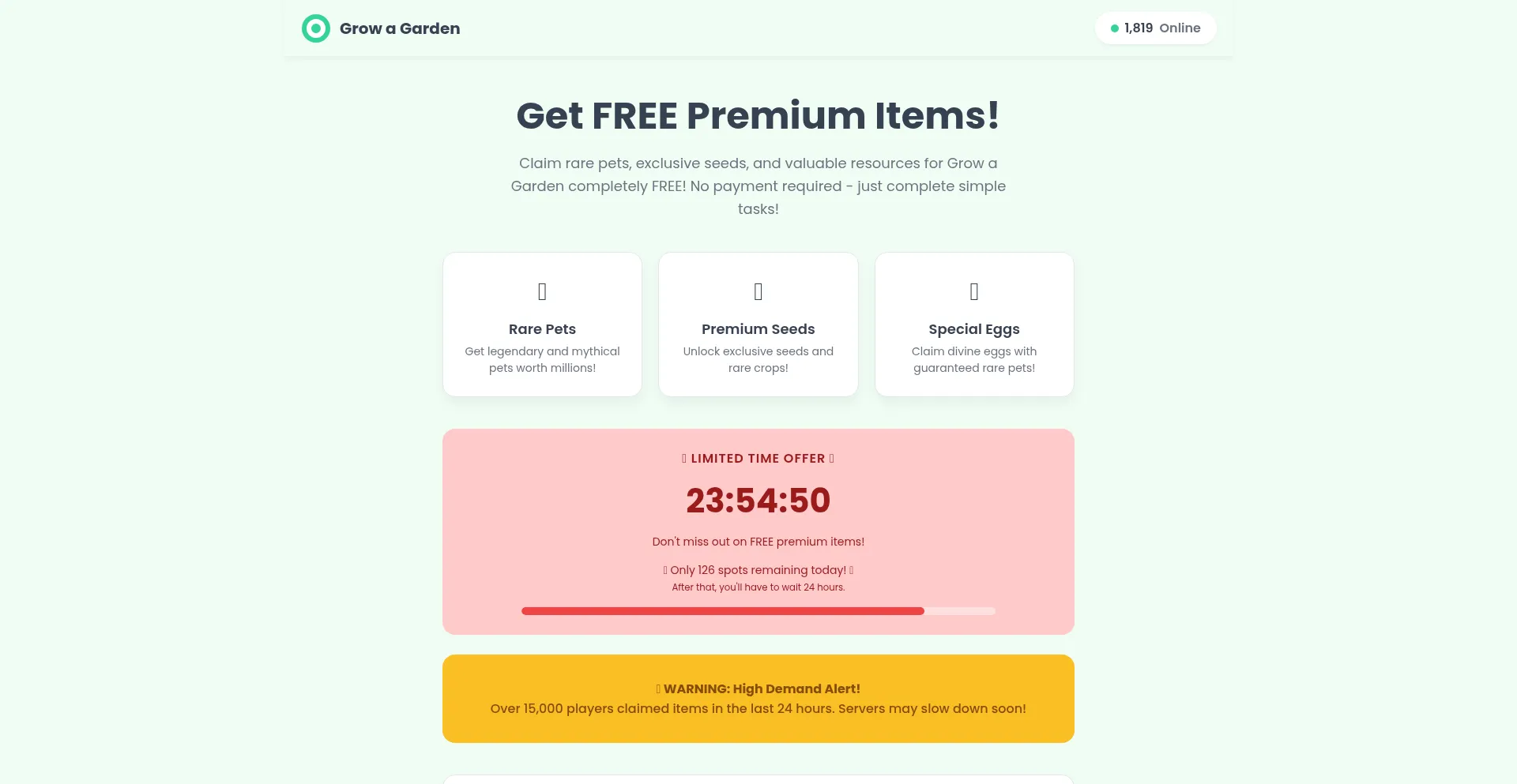 Website screenshot of Grow2.lol