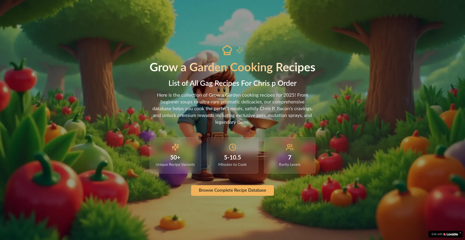 Website screenshot of Growagardencookingrecipes.wiki
