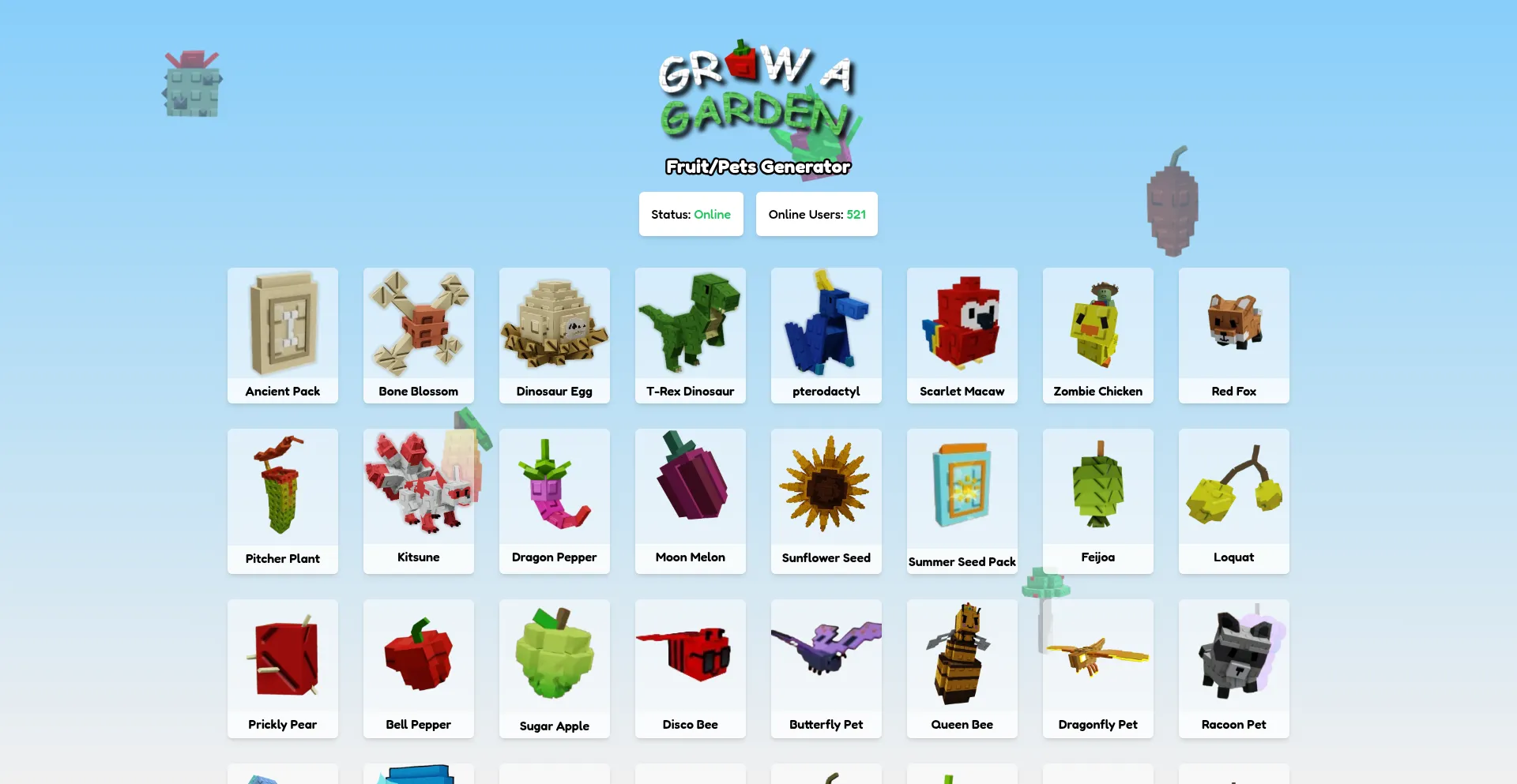 Website screenshot of Growagardenfree.blogspot.com