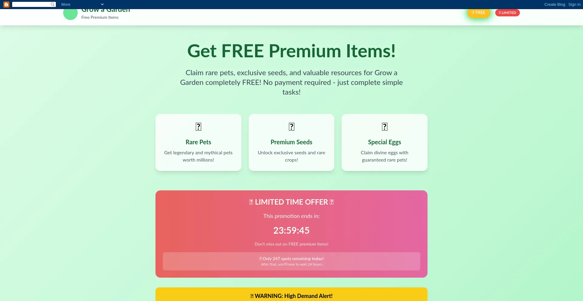Website screenshot of Growgarden65.blogspot.com
