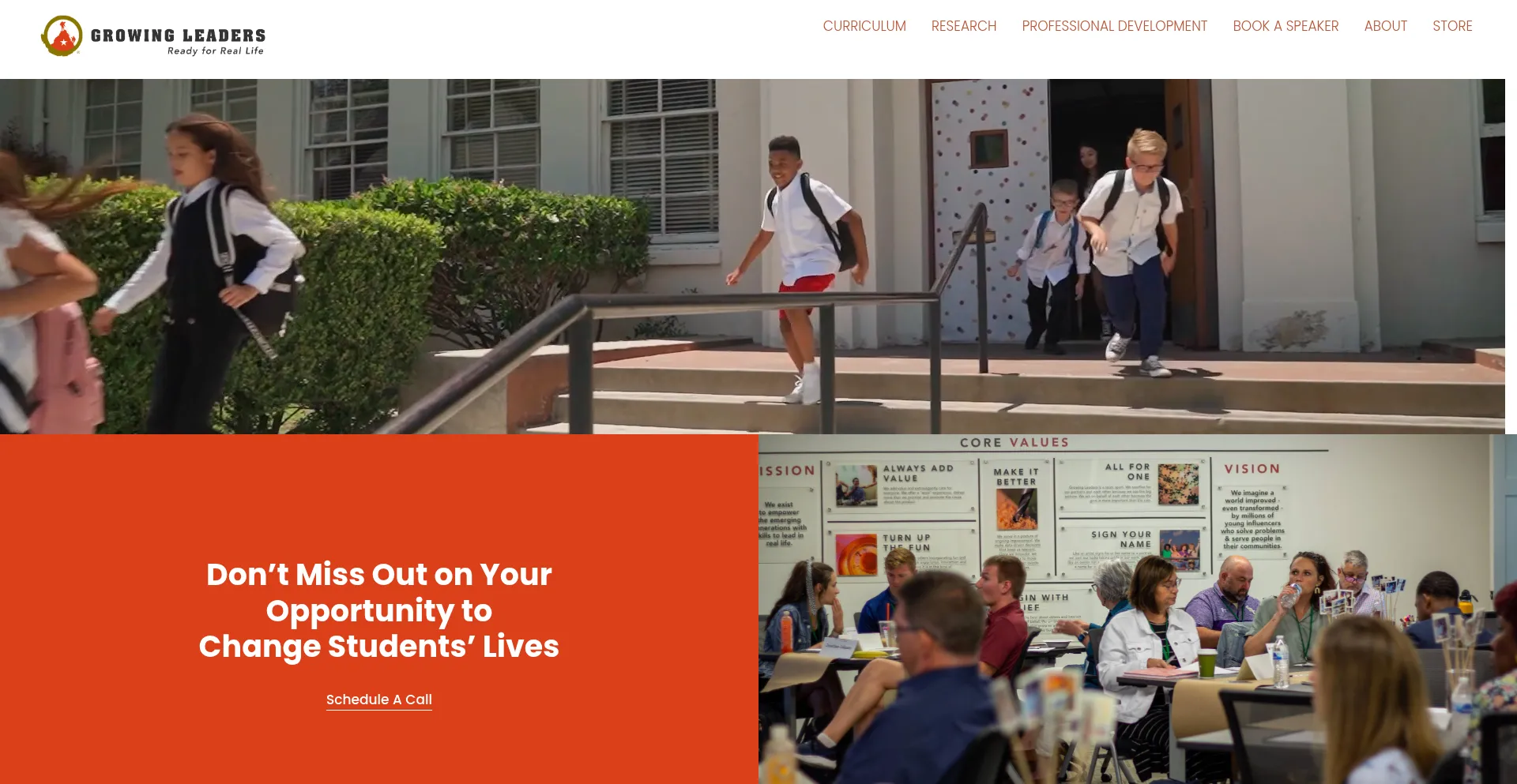 Website screenshot of Growingleaders.com
