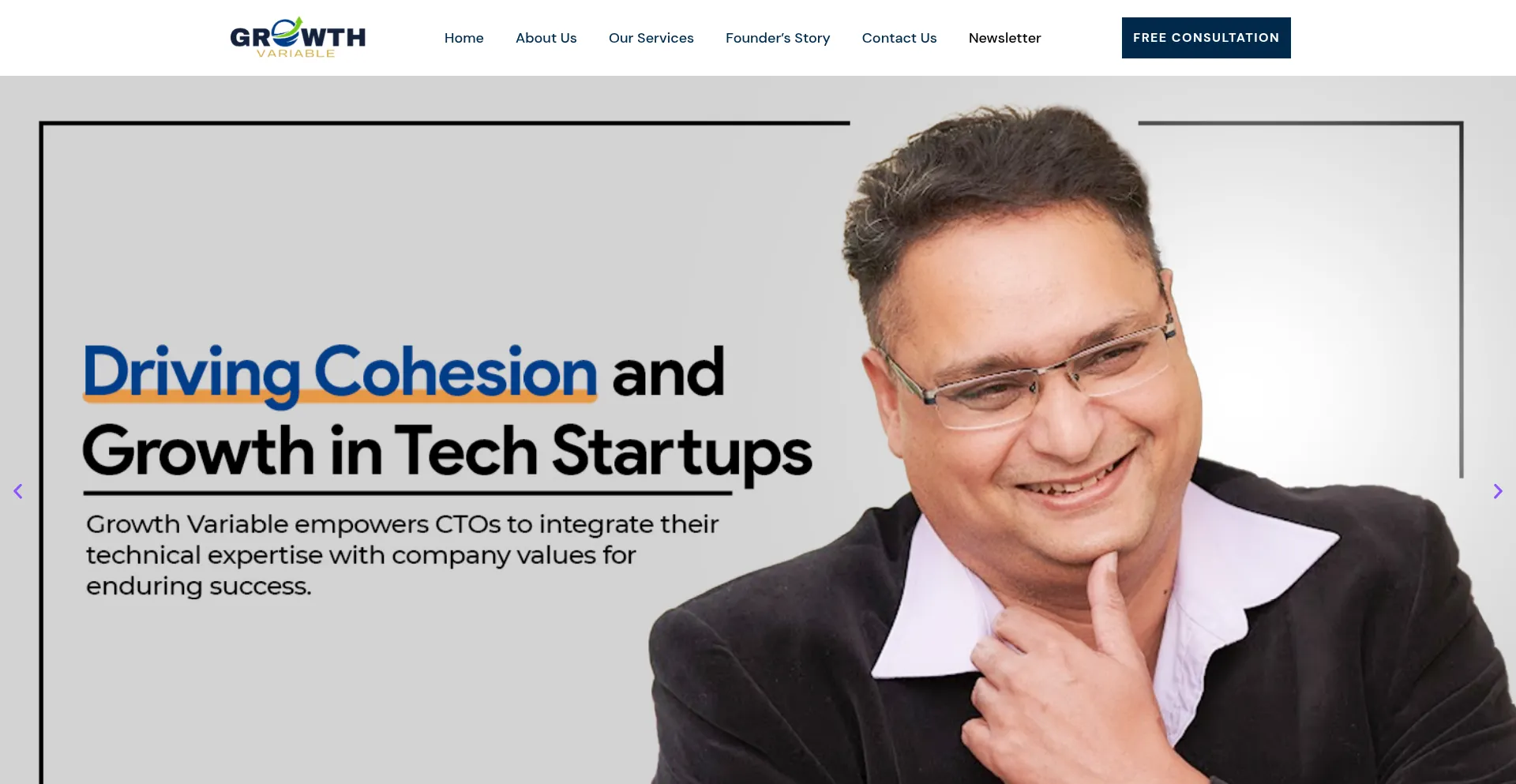 Website screenshot of Growthvariable.com