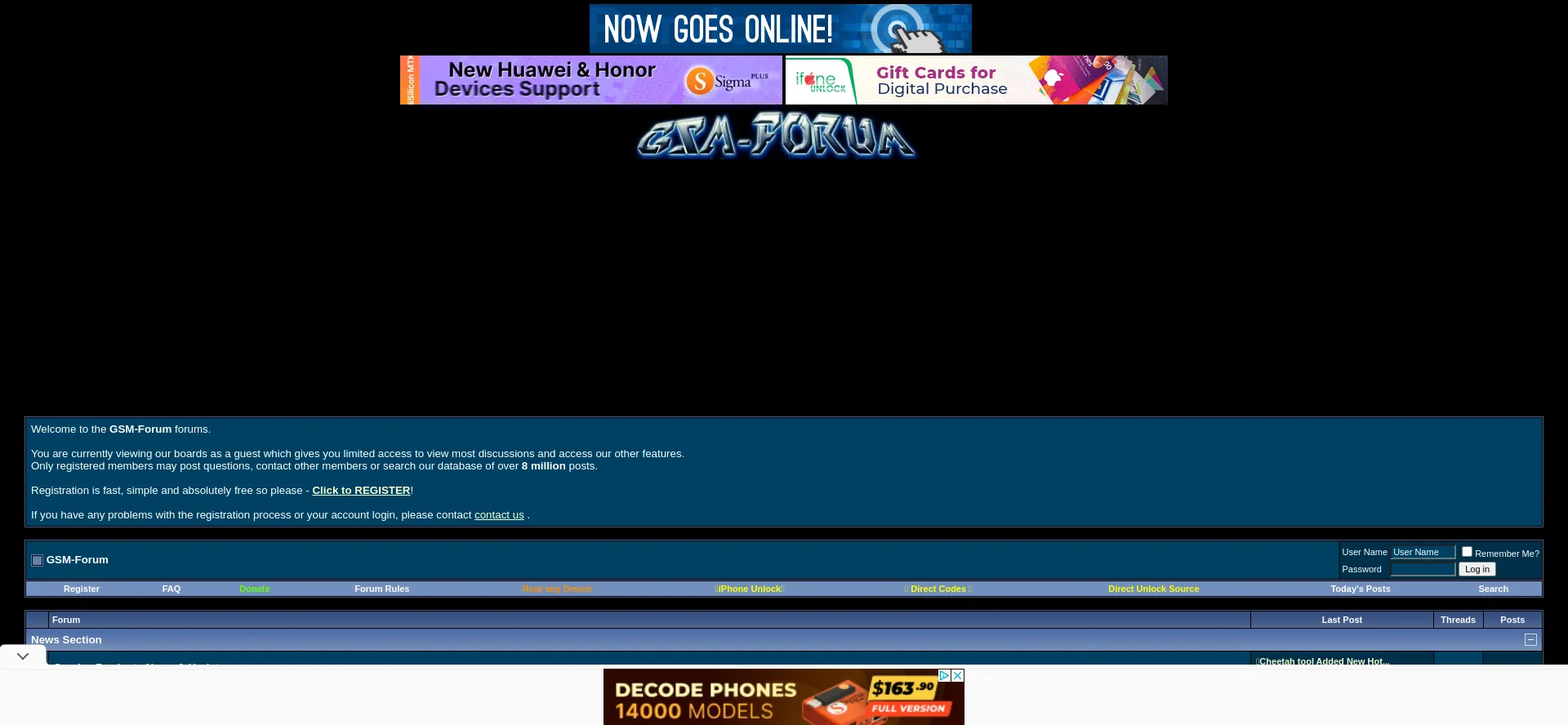 Website screenshot of Gsmhosting.com