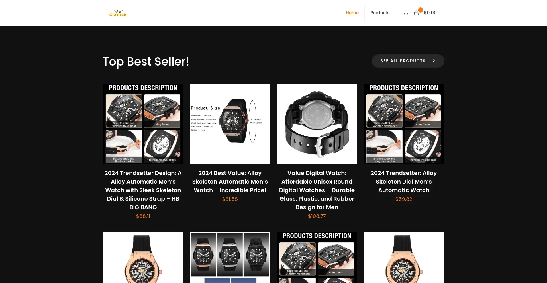 Website screenshot of Gsoock1.com