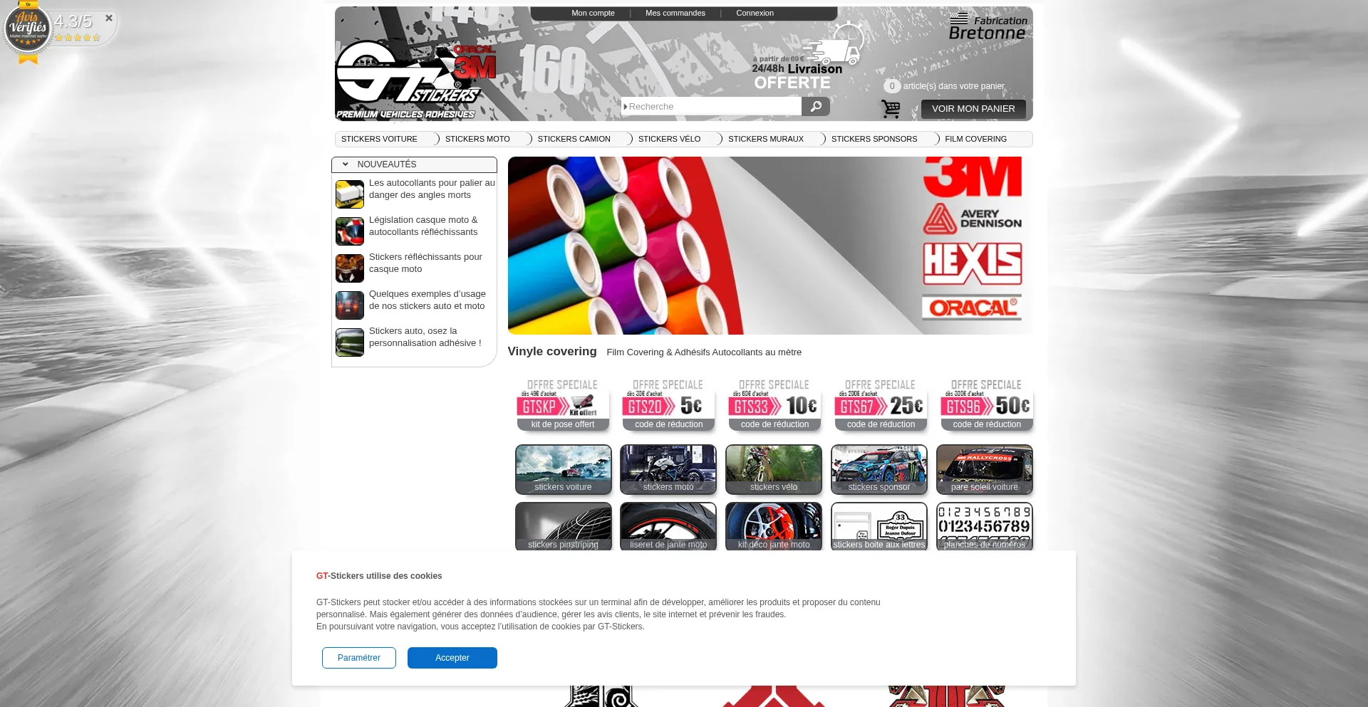 Website screenshot of Gt-stickers.com