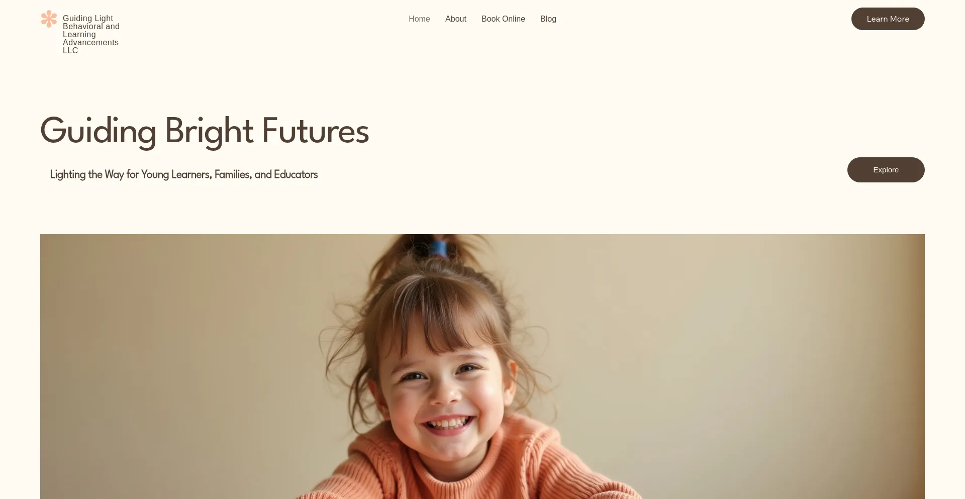 Website screenshot of Guidinglightbehavioral.com