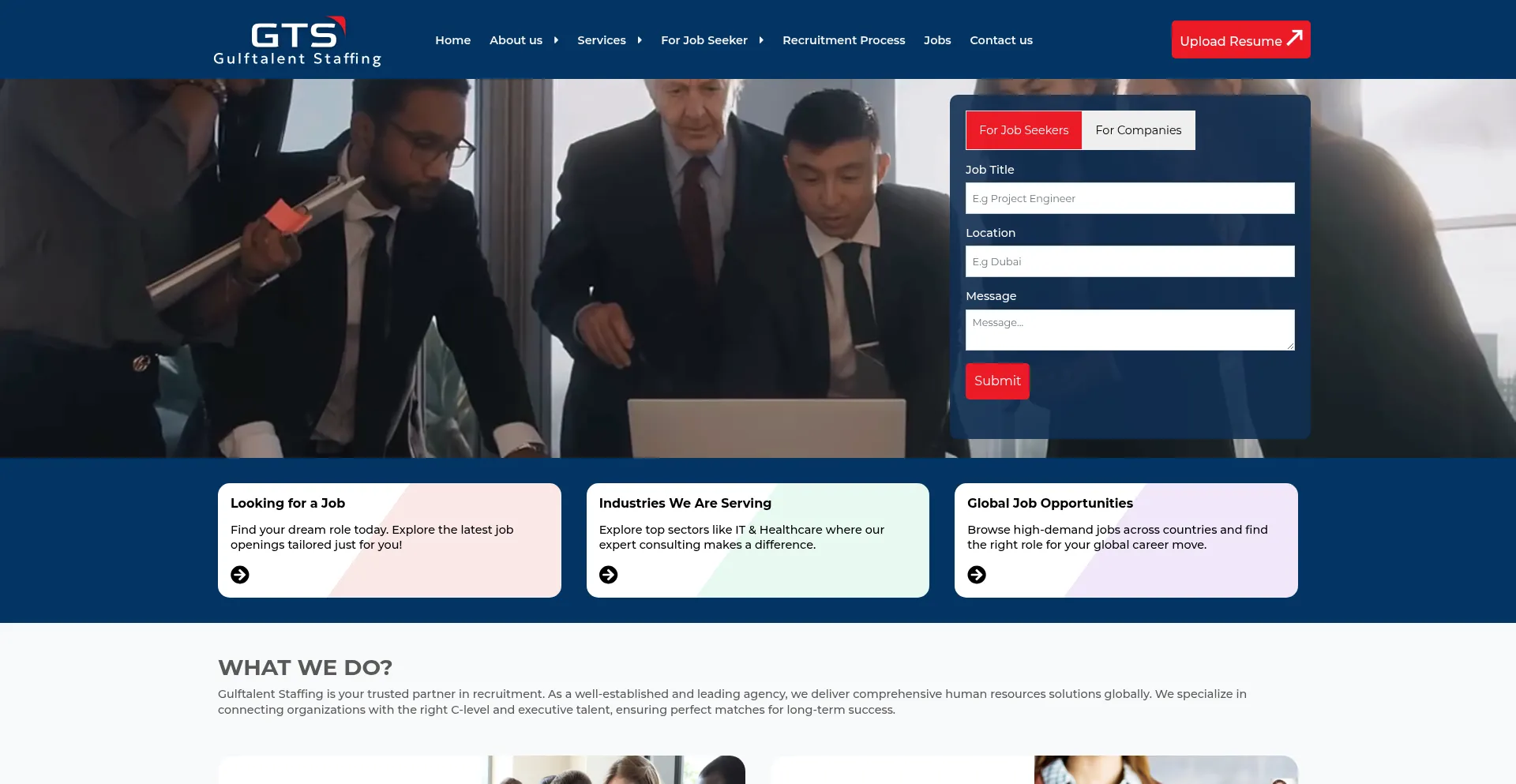 Website screenshot of Gulftalent-staffing.com