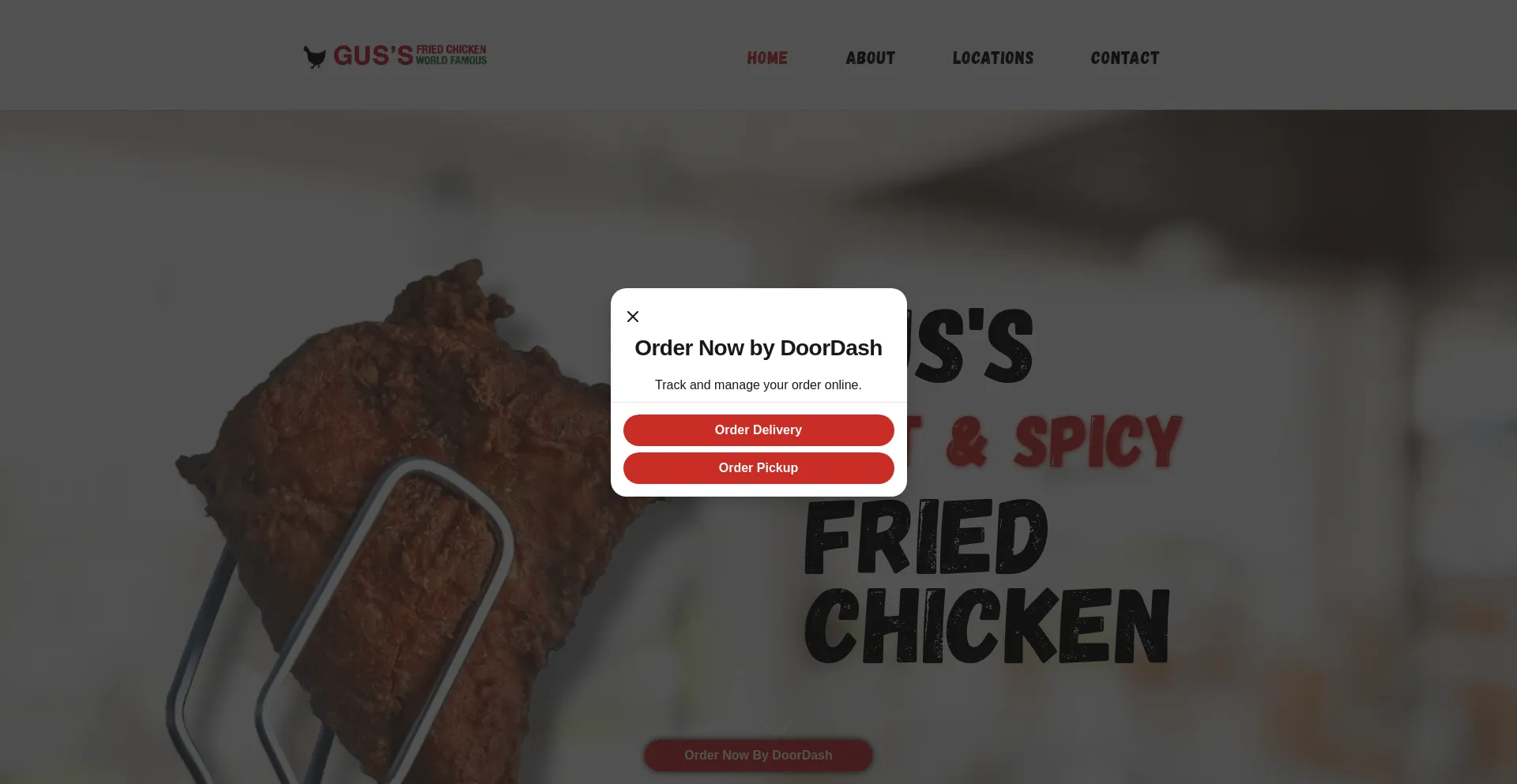 Website screenshot of Gusfriedchicken.com