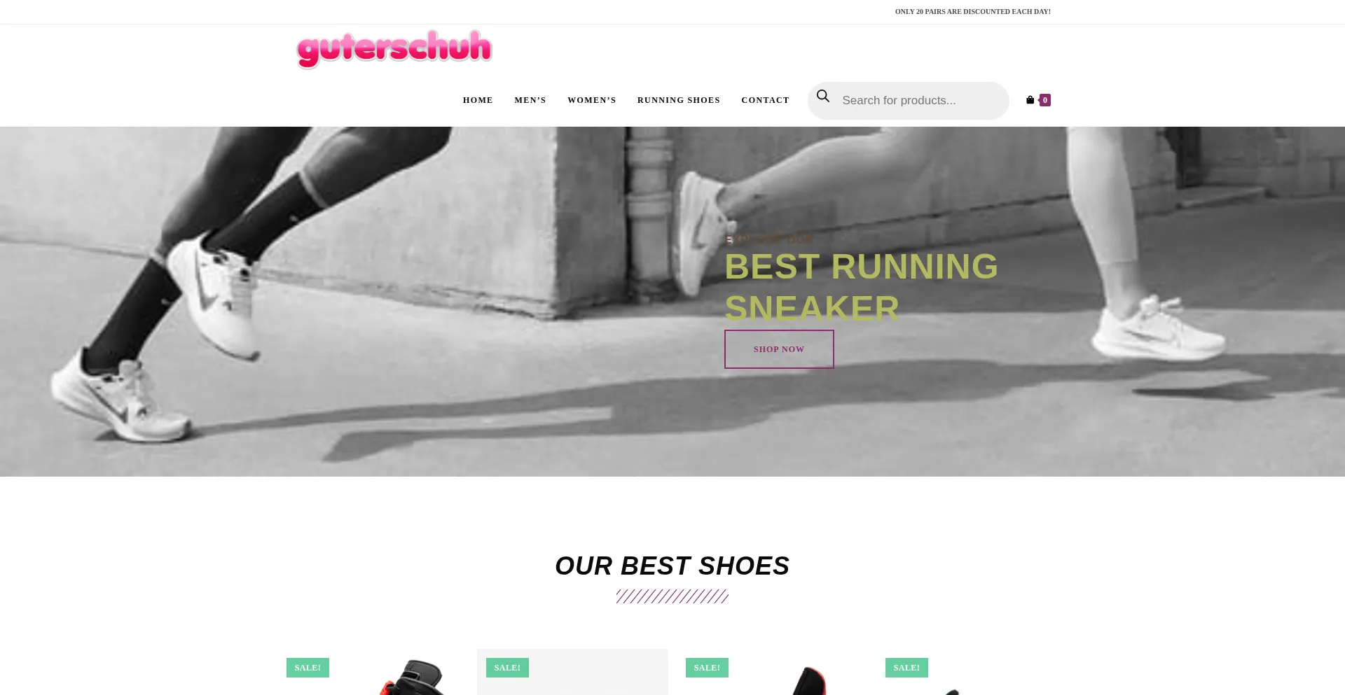 Website screenshot of Guterschuh.com