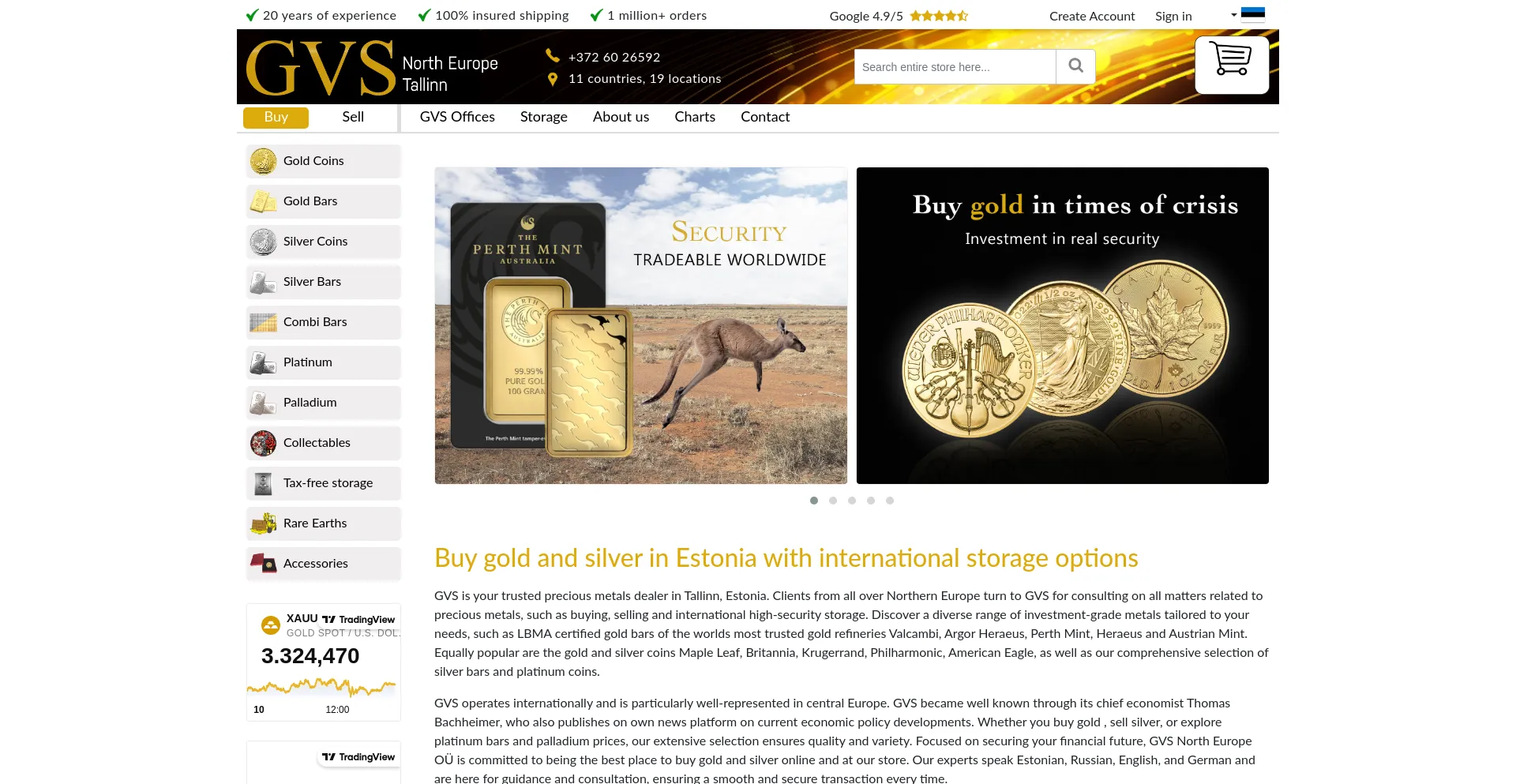 Website screenshot of Gvs.ee