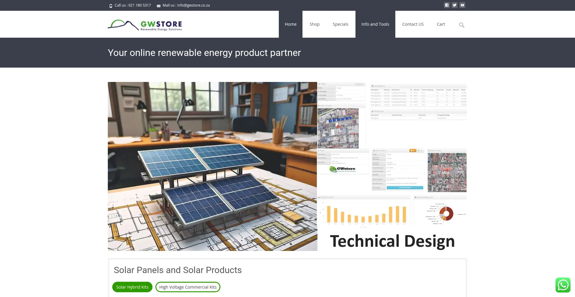 Website screenshot of Gwstore.co.za