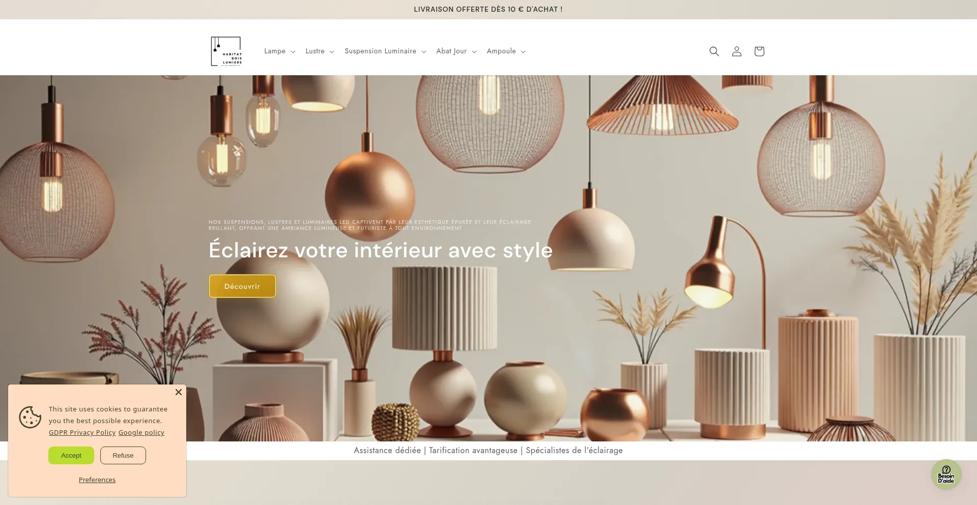 Website screenshot of Habitatboislumiere.com