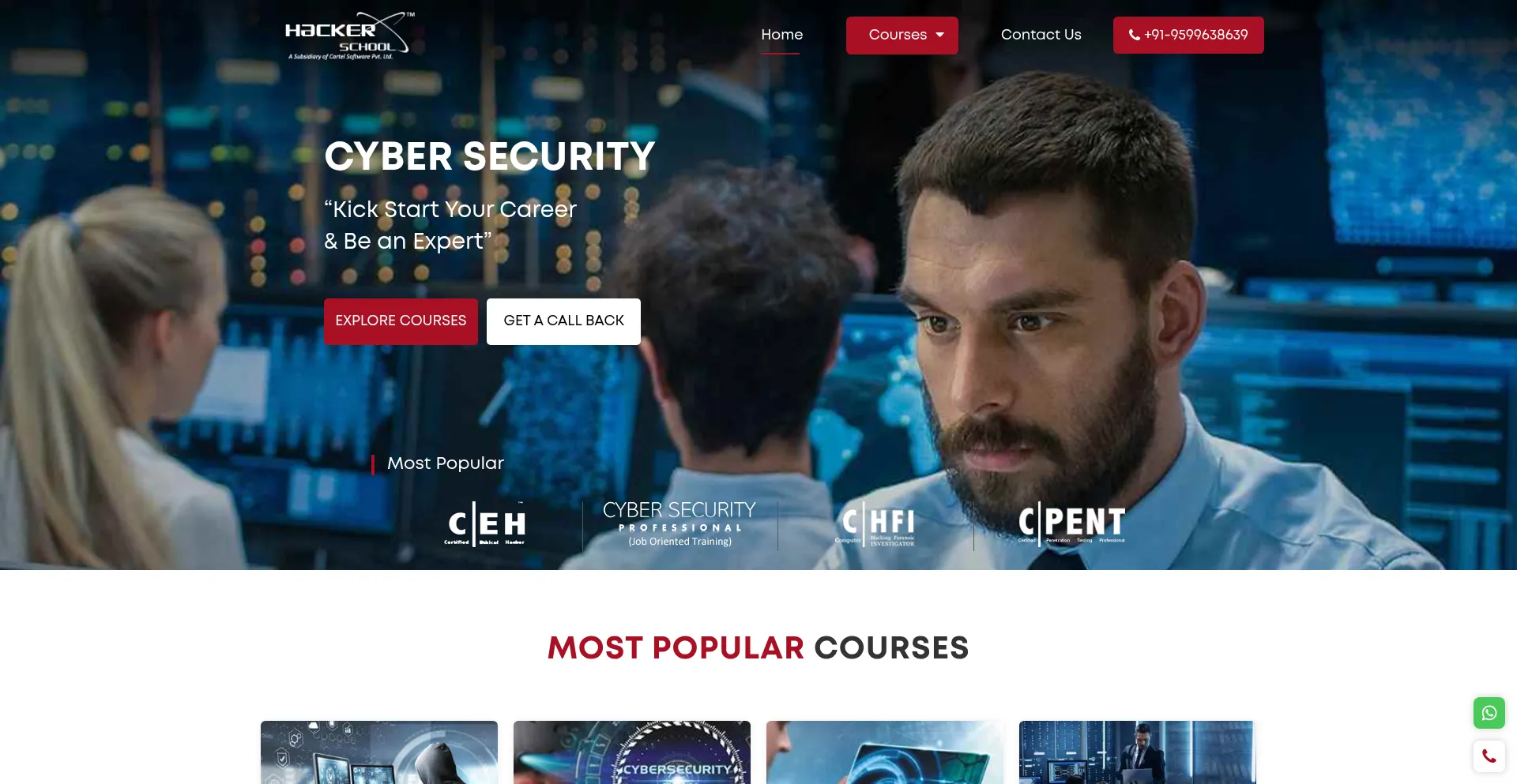 Website screenshot of Hackerschool.in