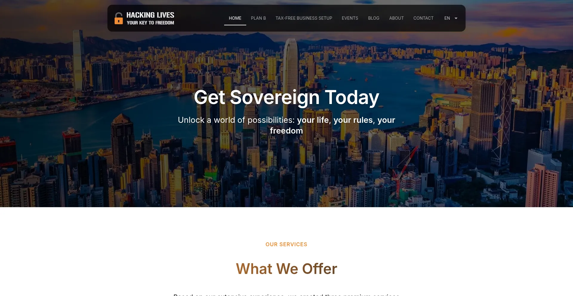 Website screenshot of Hackinglives.com