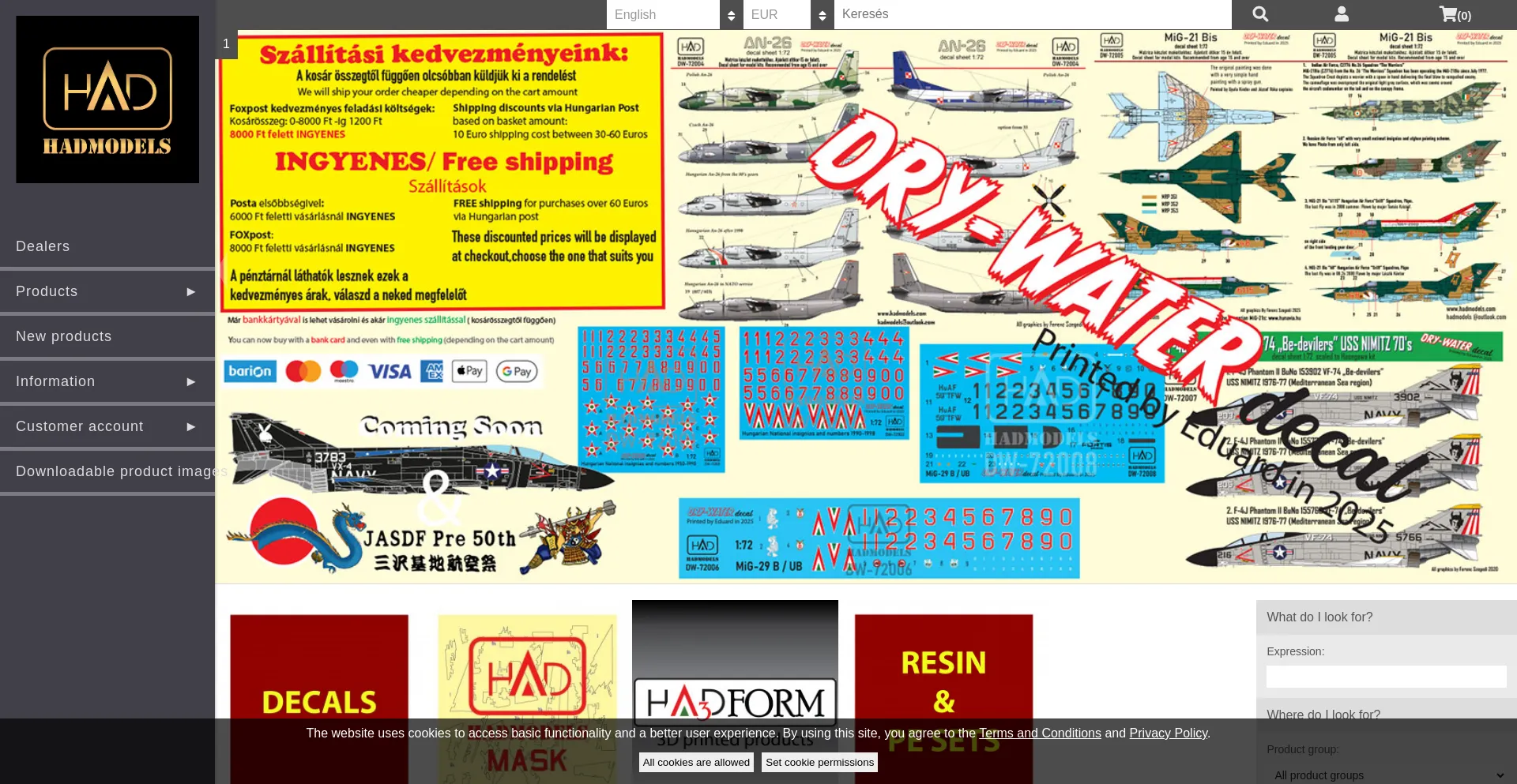 Website screenshot of Hadmodels.com