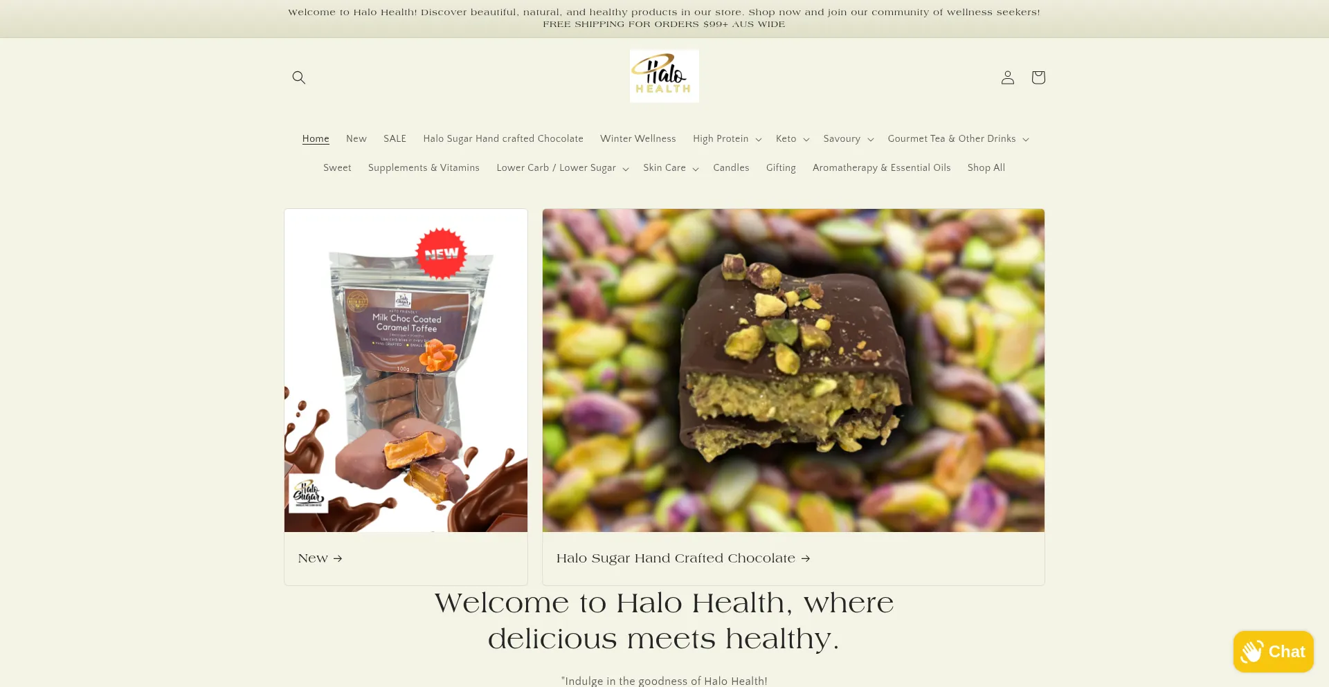 Website screenshot of Halohealth.au