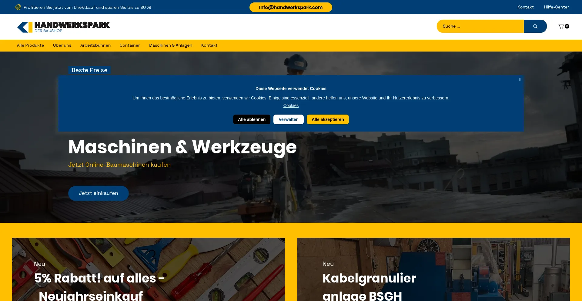 Website screenshot of Handwerkspark.com
