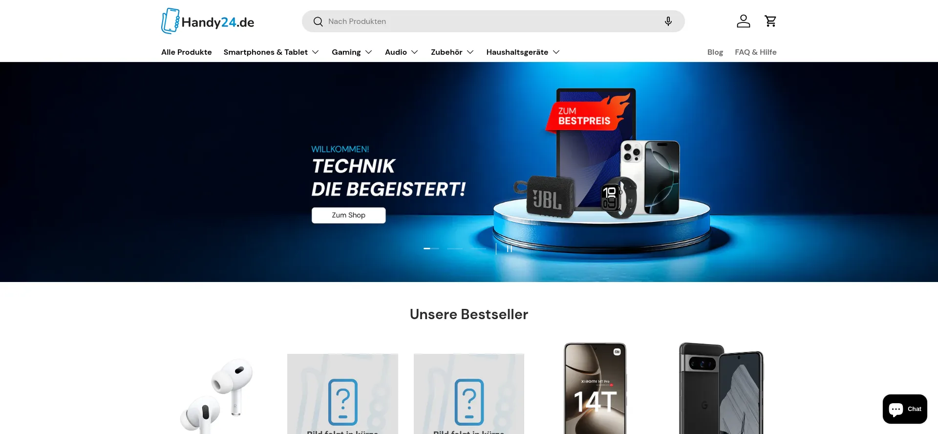 Website screenshot of Handy24.de