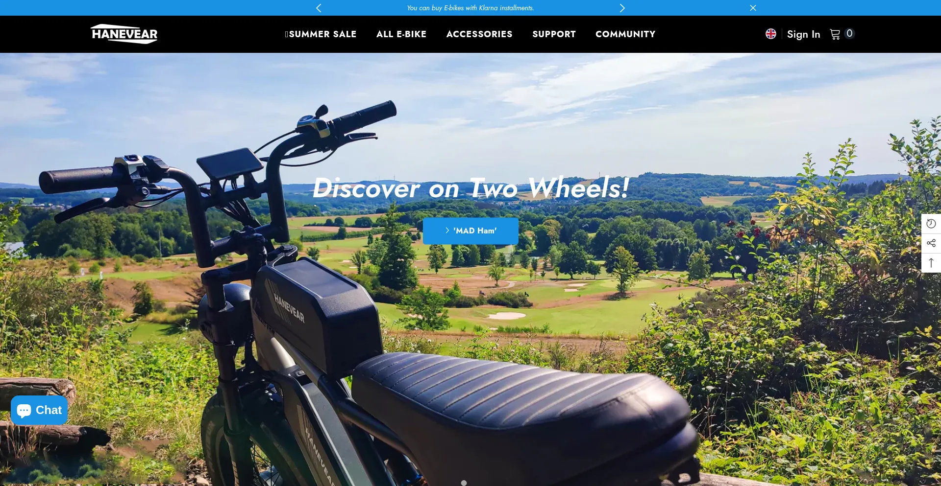 Website screenshot of Hanevear-ebike.com