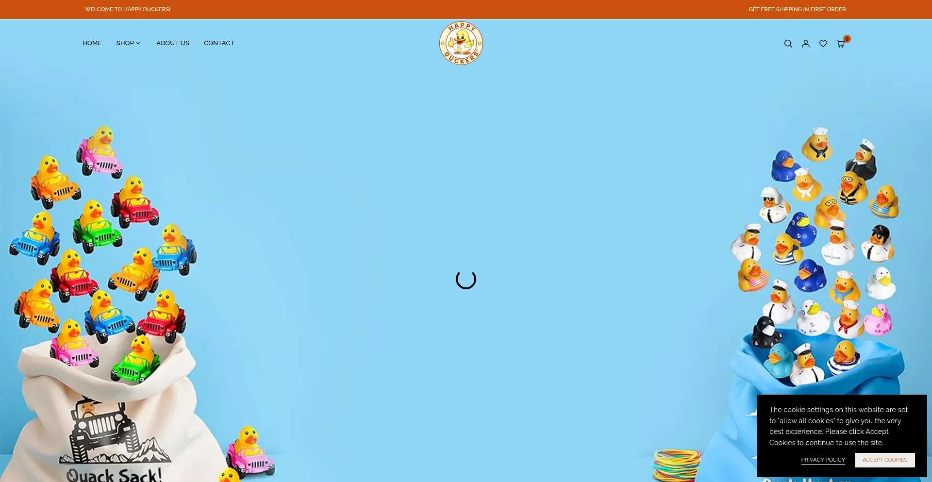 Website screenshot of Happyduckers.com
