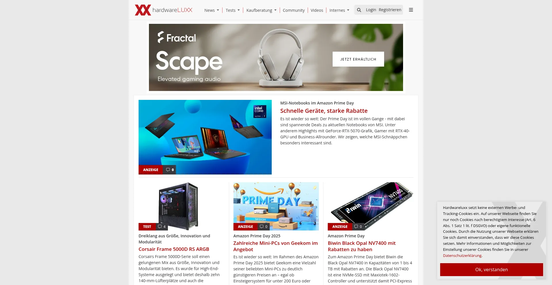 Website screenshot of Hardwareluxx.de