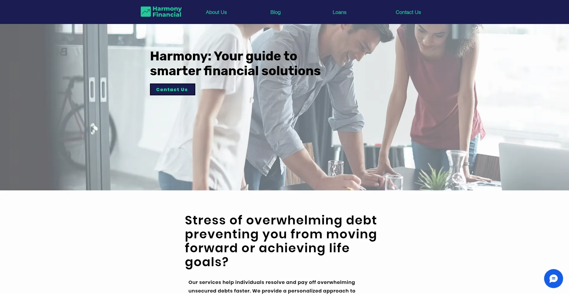 Website screenshot of Harmonyfinancialhelp.com