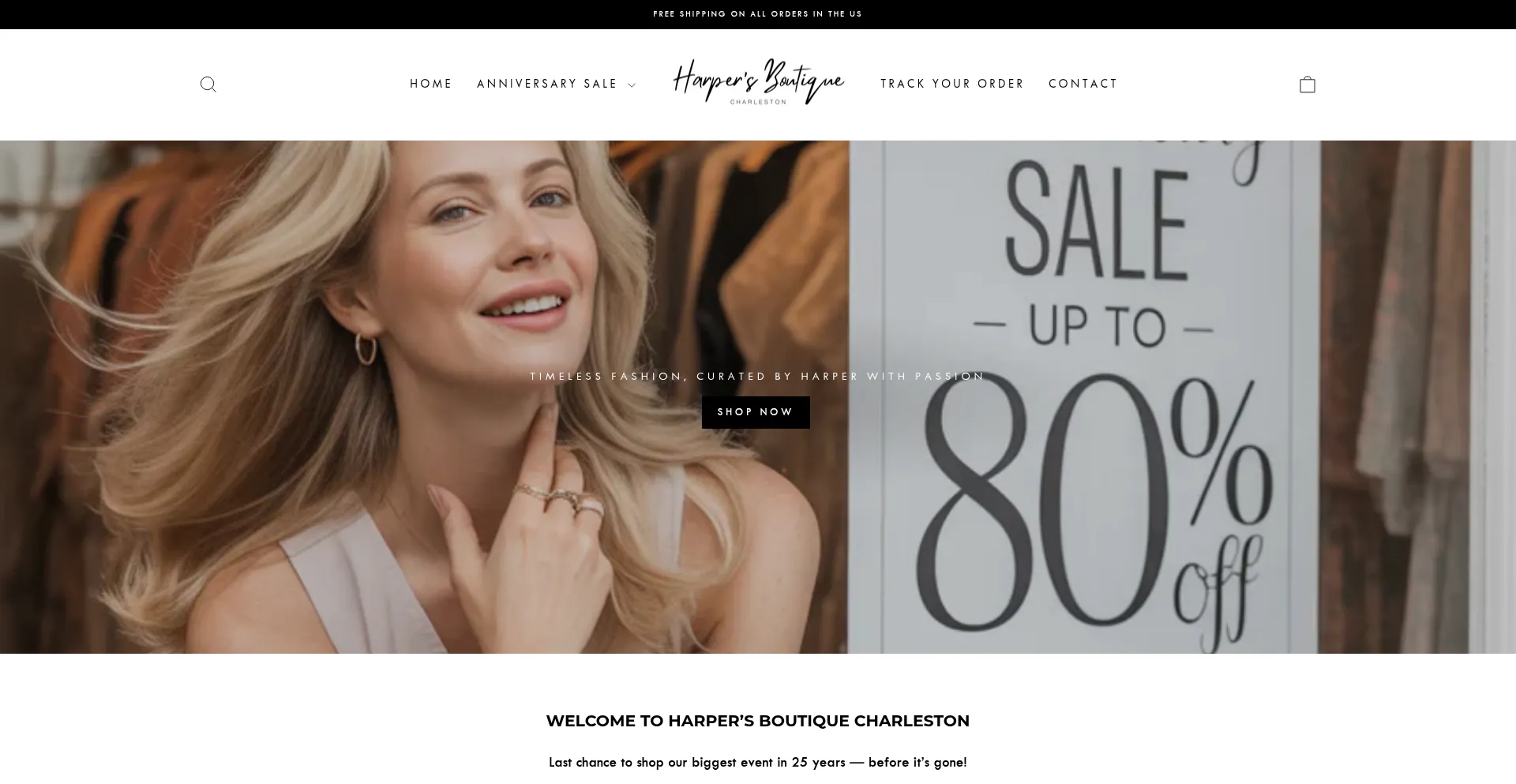 Website screenshot of Harpersboutique-charleston.com