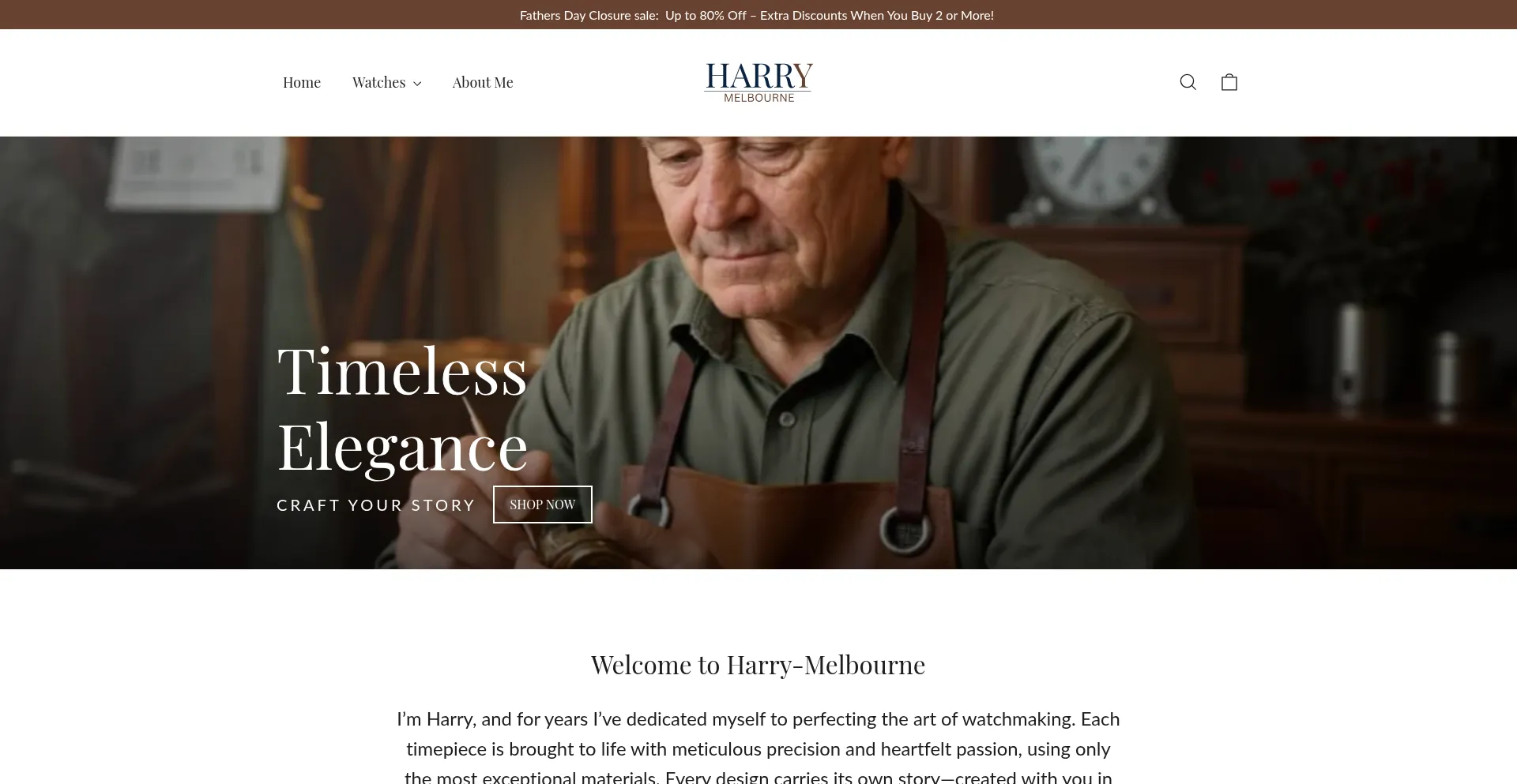 Website screenshot of Harrymelbournewatches.com