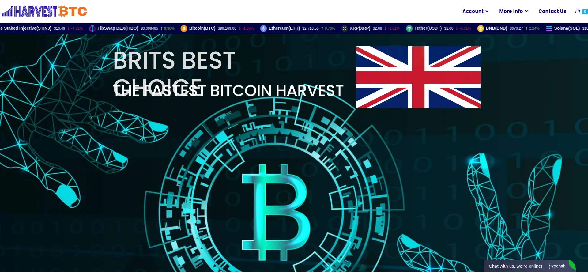 Website screenshot of Harvestbtc.net