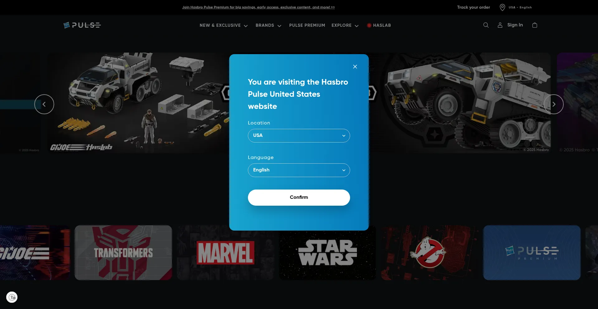 Website screenshot of Hasbropulse.com