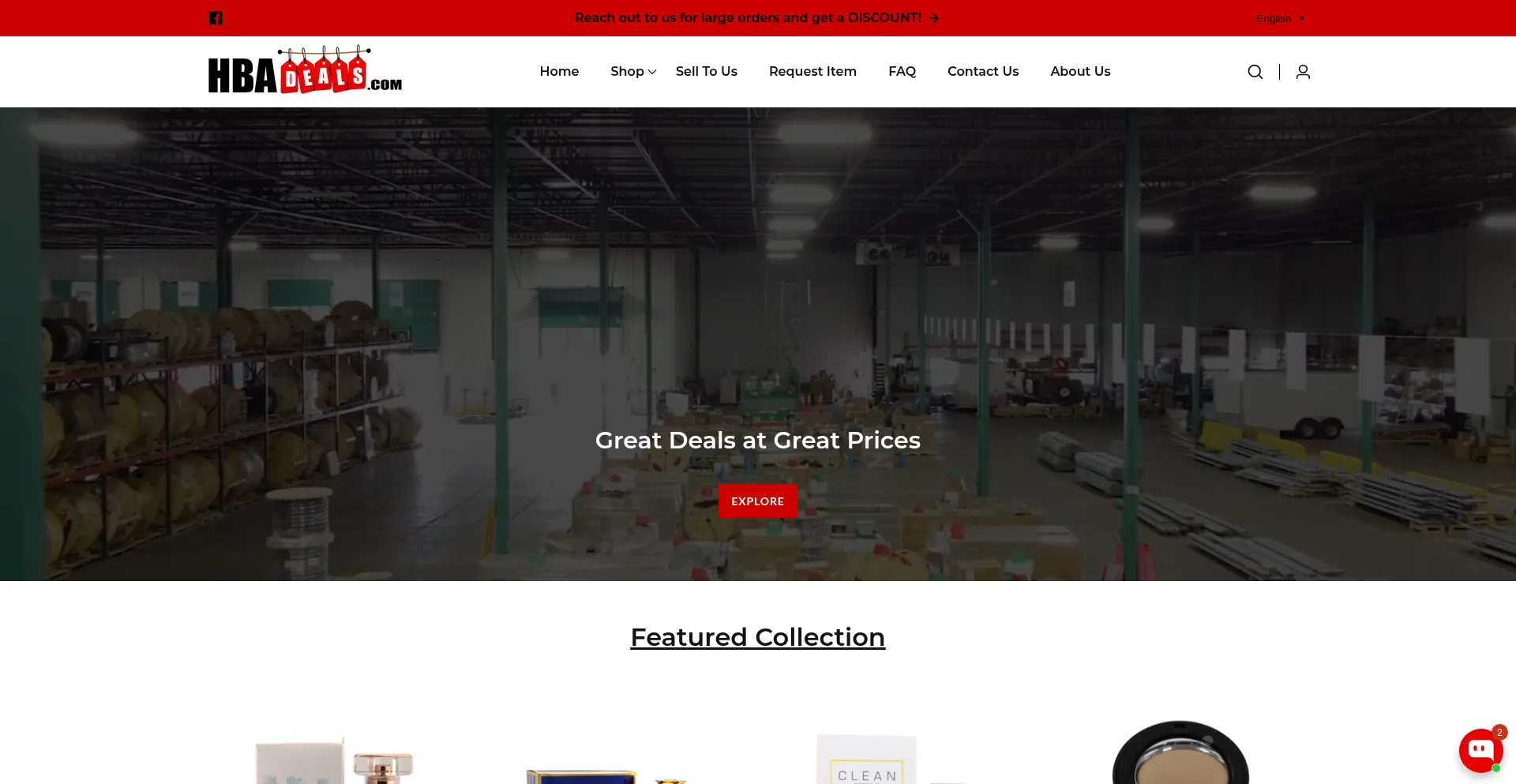 Website screenshot of Hbadeals.com