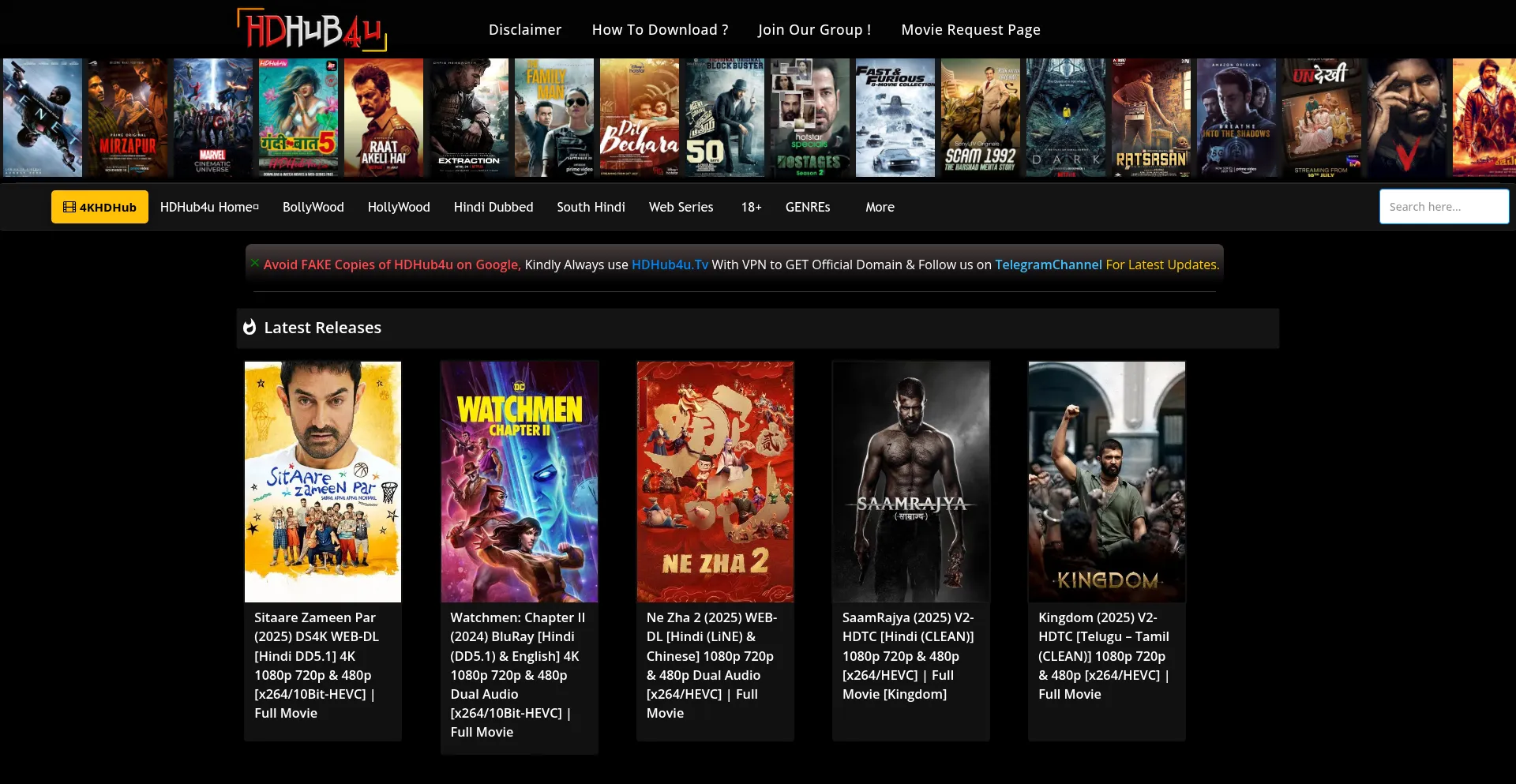 Website screenshot of Hdhub4u.build