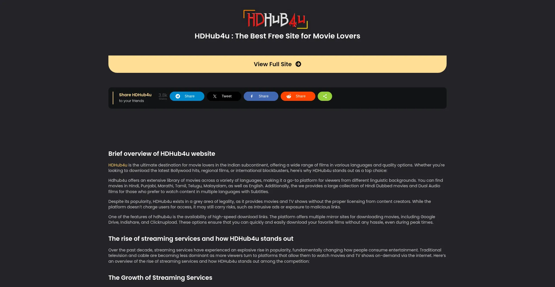 Website screenshot of Hdhub4u.gs