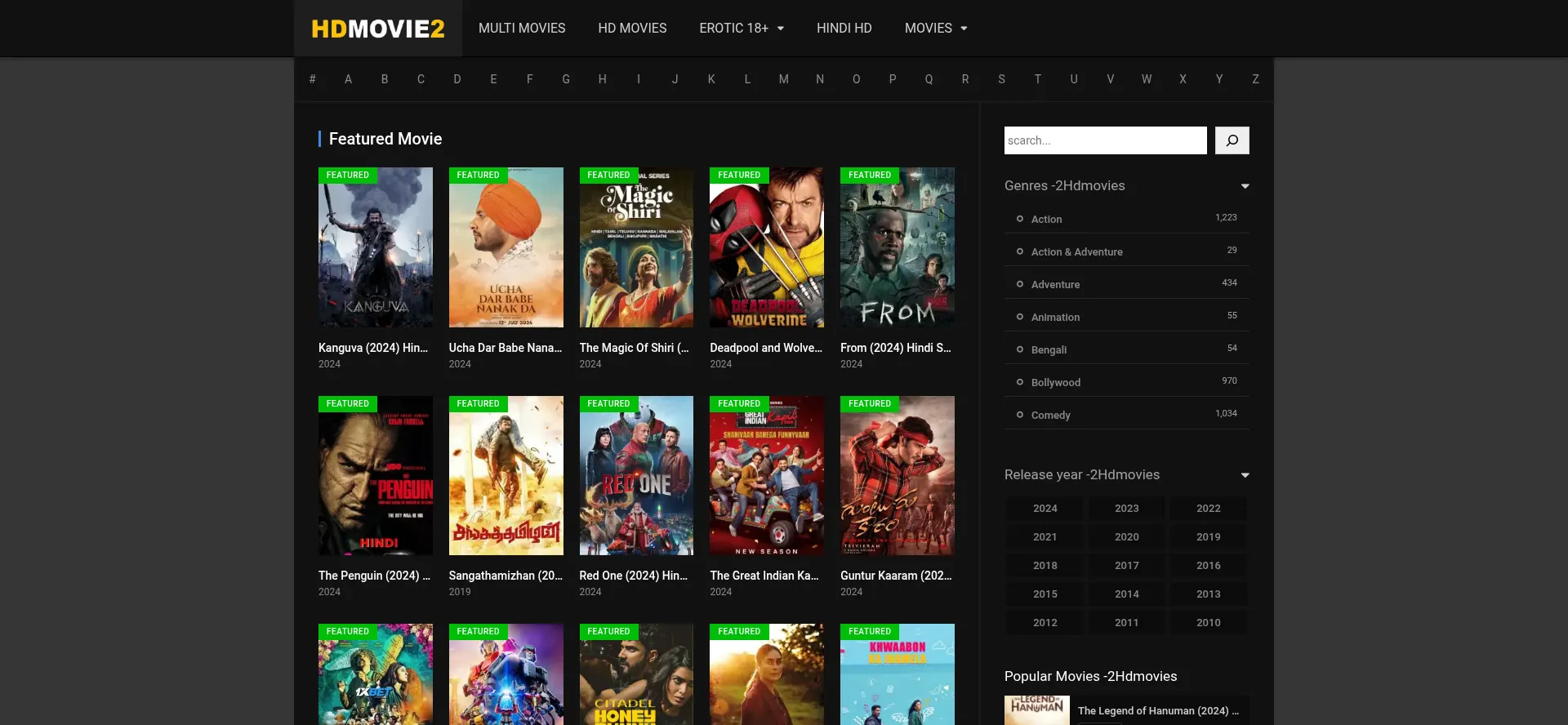 Website screenshot of Hdmovie2.fish