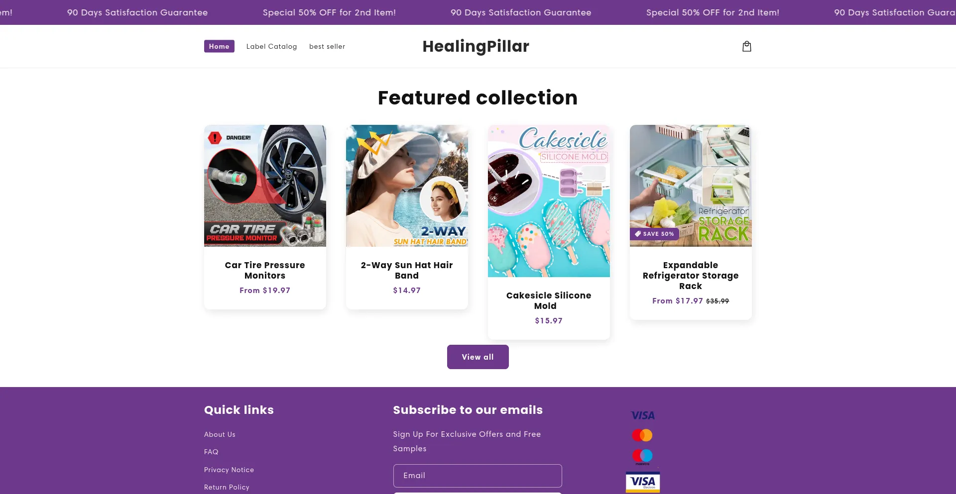 Website screenshot of Healingpillar.com