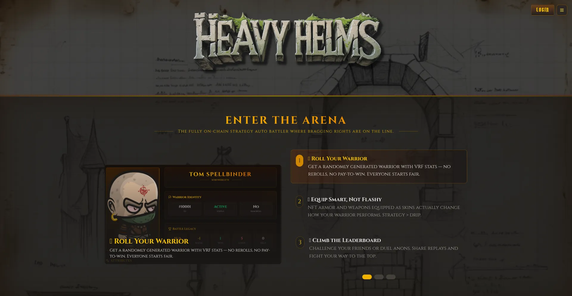 Website screenshot of Heavyhelms.xyz