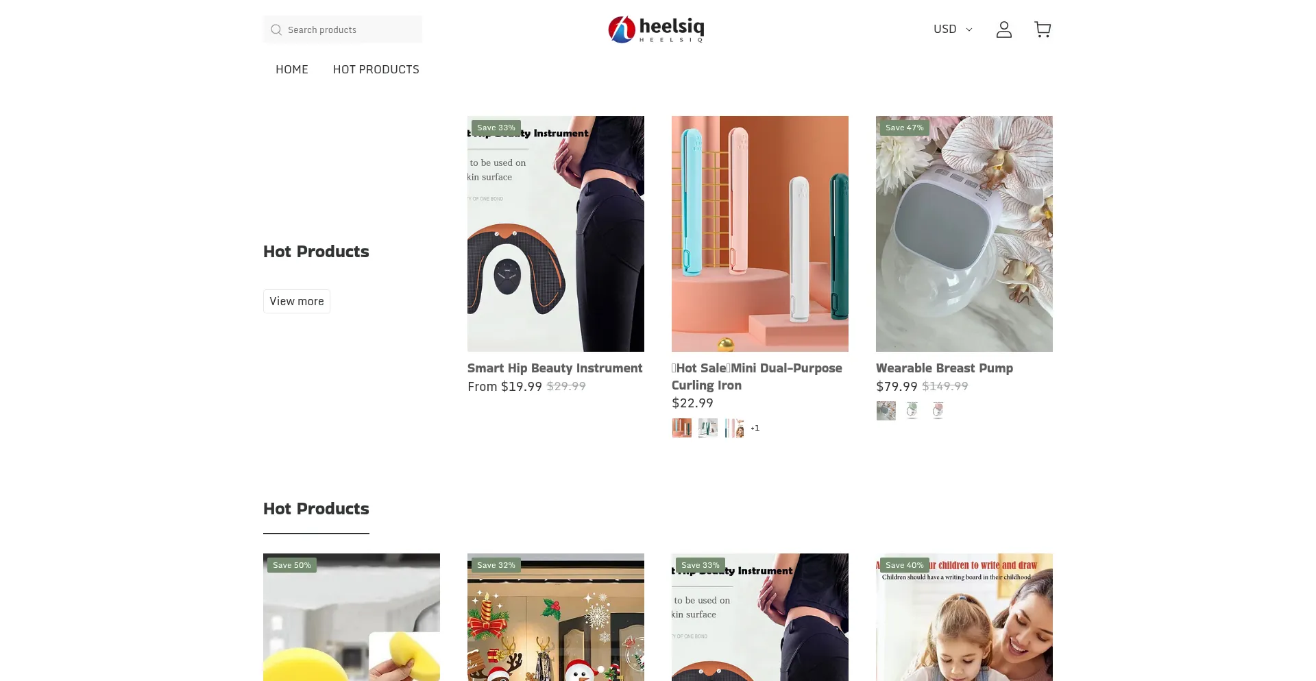 Website screenshot of Heelsiq.com