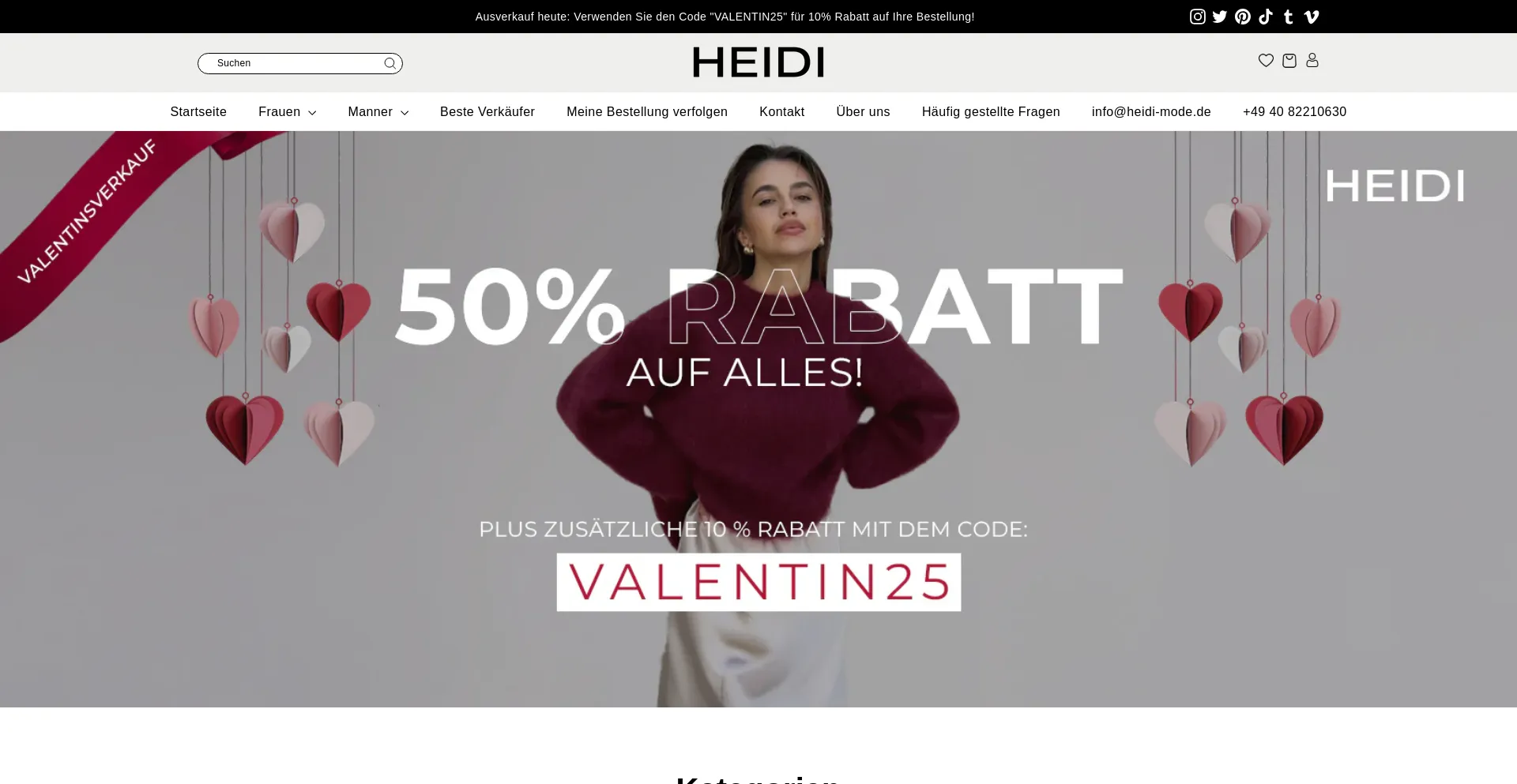 Website screenshot of Heidi-mode.de
