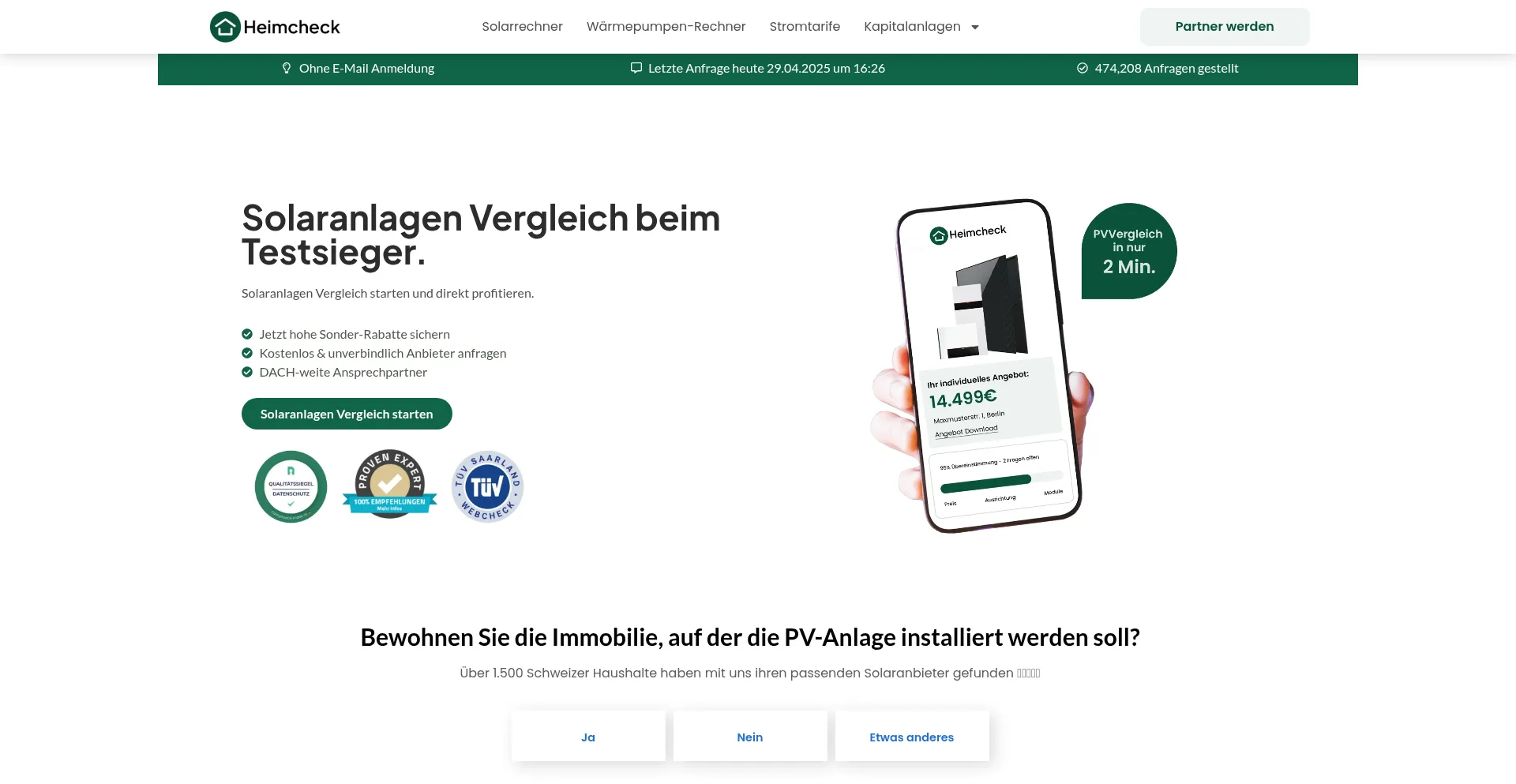 Website screenshot of Heimcheck.com