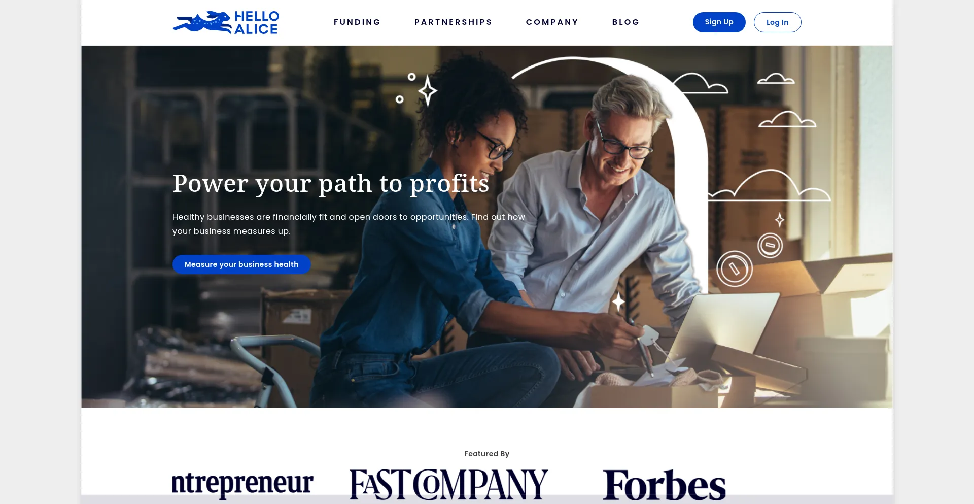 Website screenshot of Helloalice.com