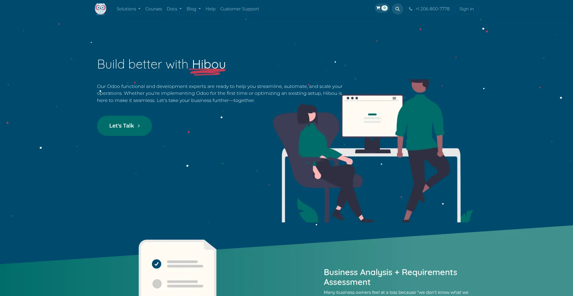Website screenshot of Hibou.io