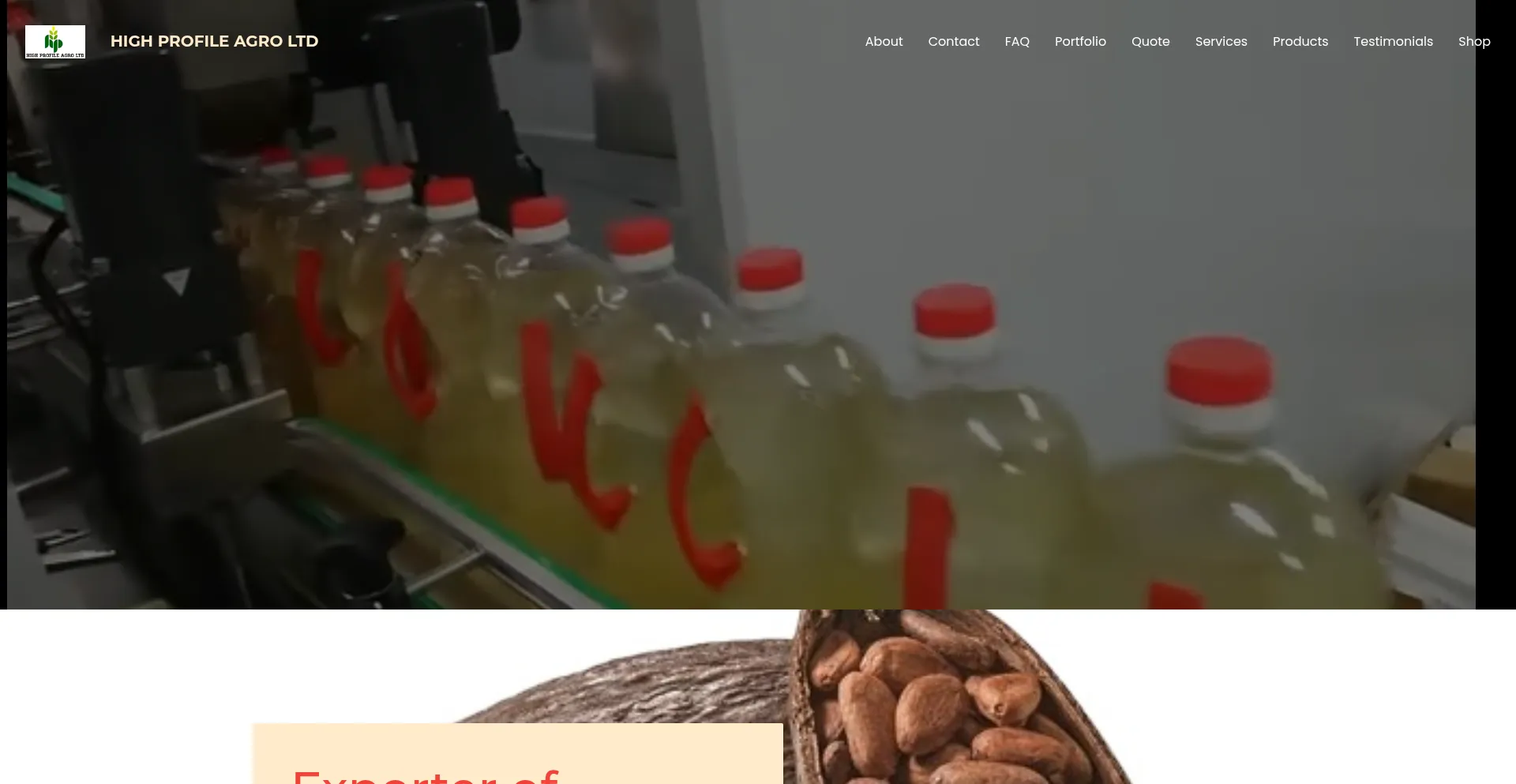 Website screenshot of Highprofilagroltd.com