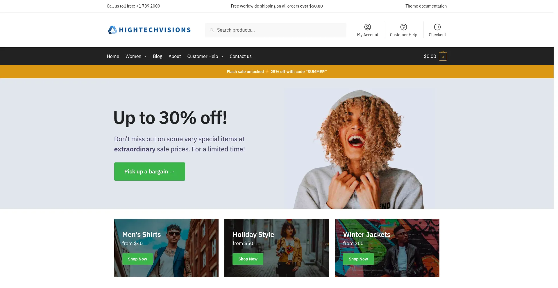 Website screenshot of Hightechvisions.com
