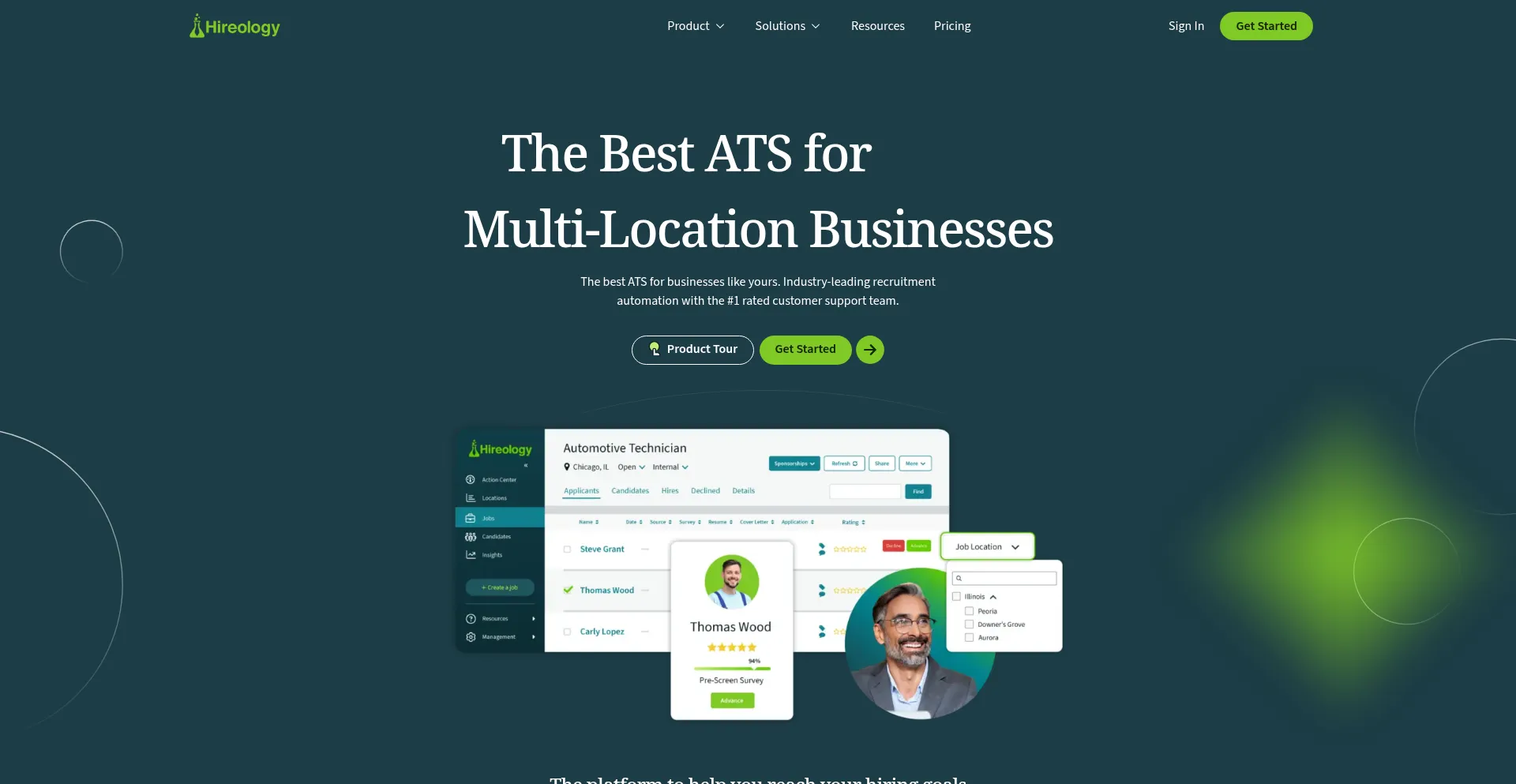 Website screenshot of Hireology.com