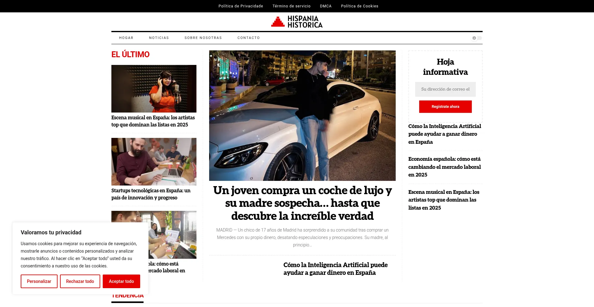 Website screenshot of Hispaniahistorica.blog