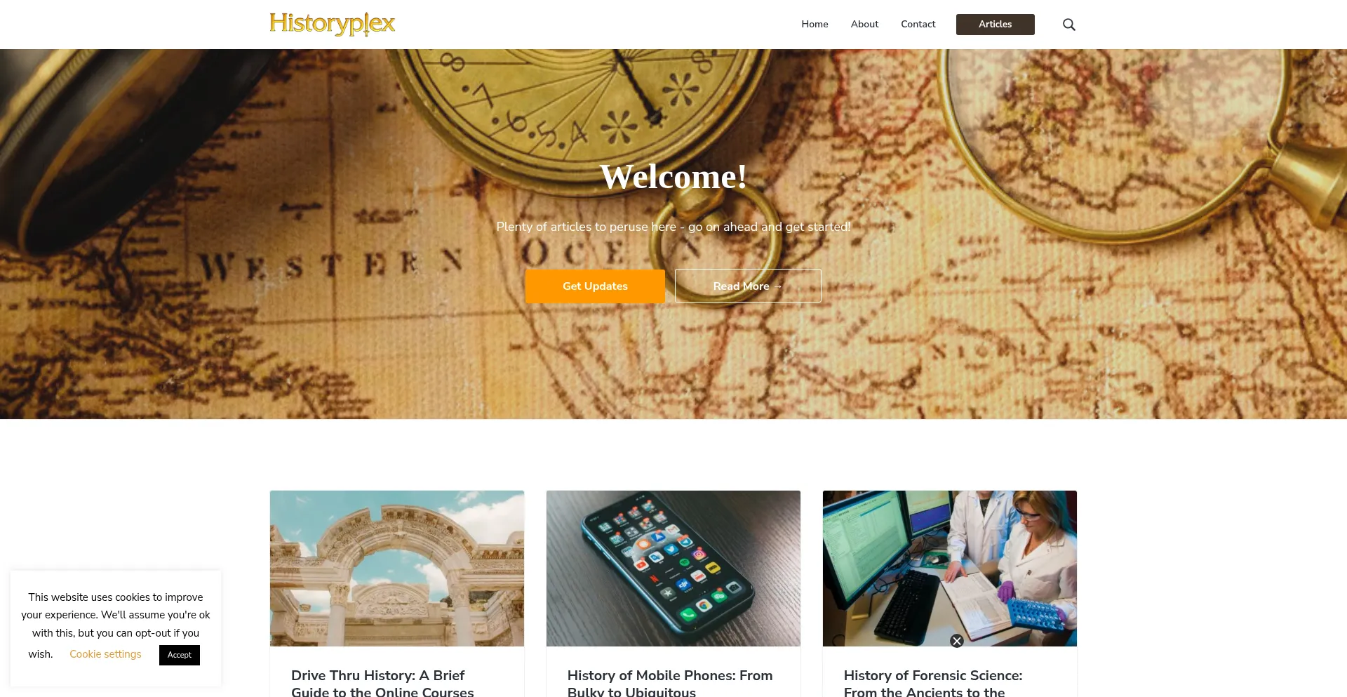 Website screenshot of Historyplex.com
