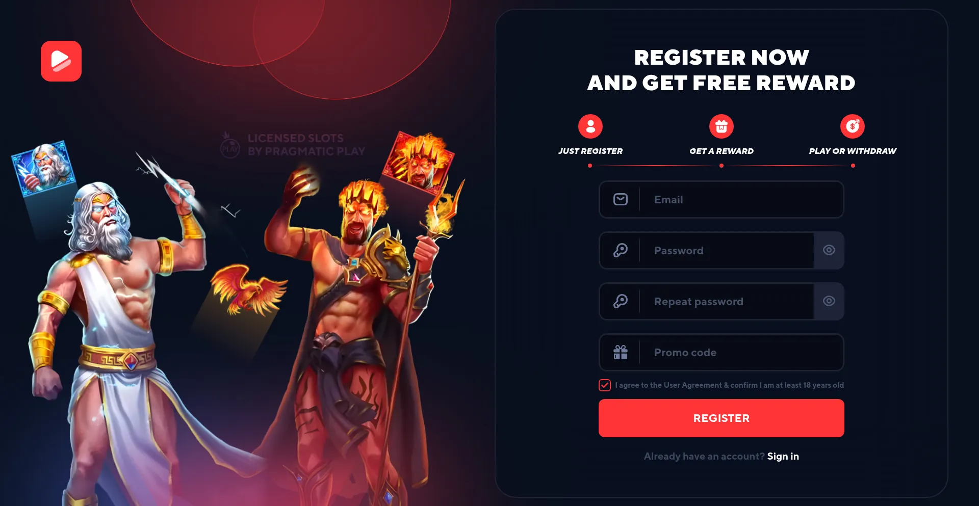 Website screenshot of Hitnspin.bet