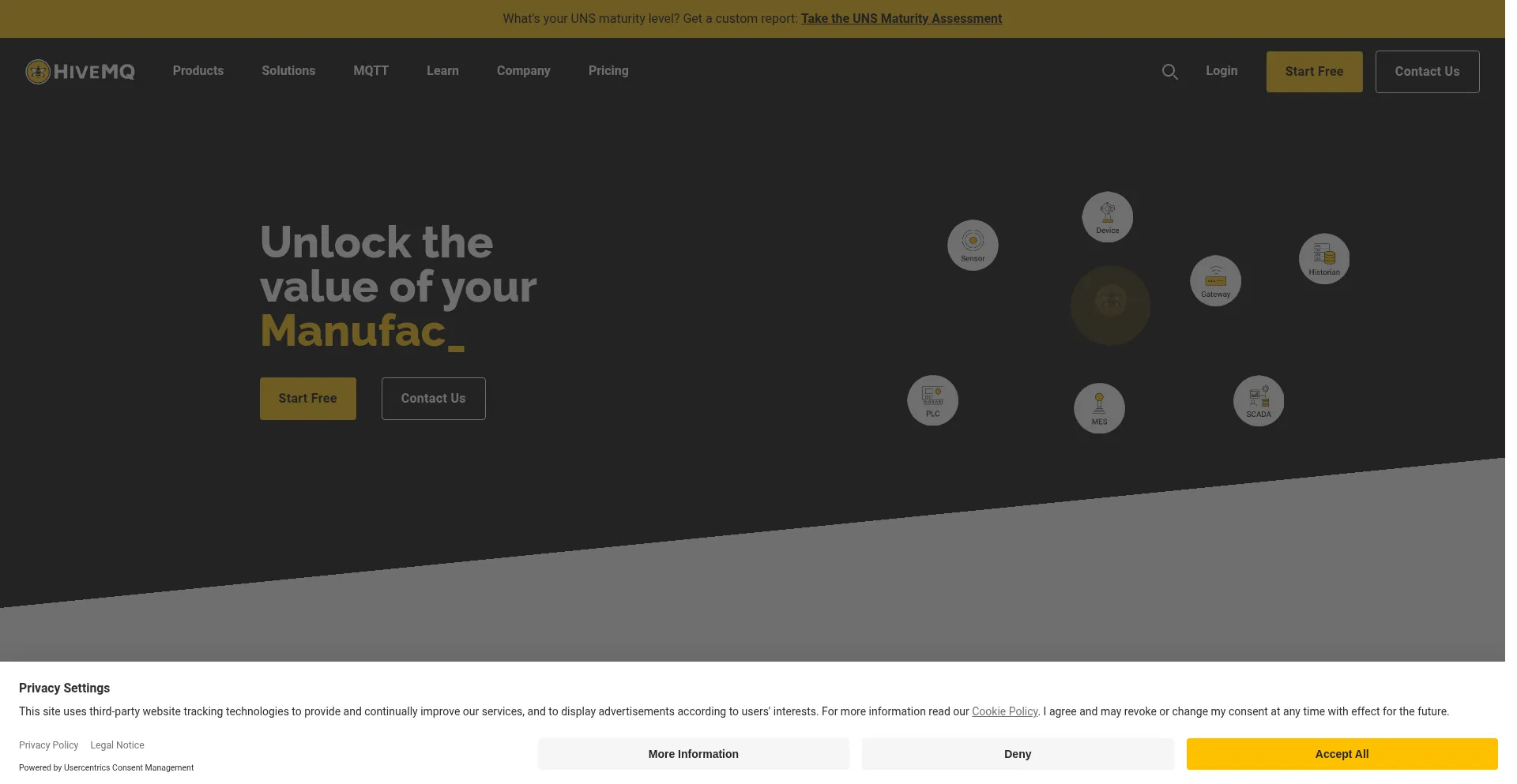 Website screenshot of Hivemq.com